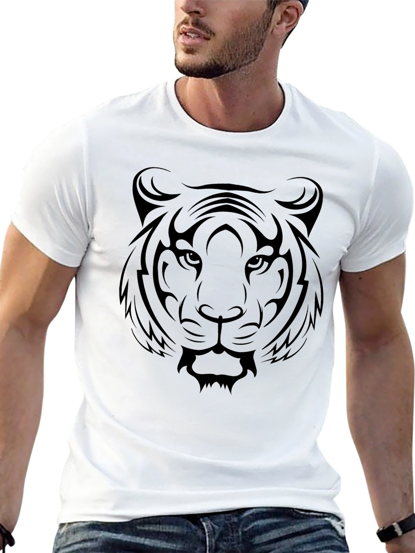 Bold Tiger Graphic Tee - Mens Black T-Shirt