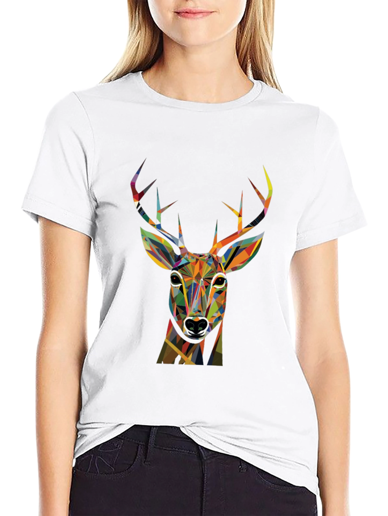Geometric Deer Graphic T-Shirt