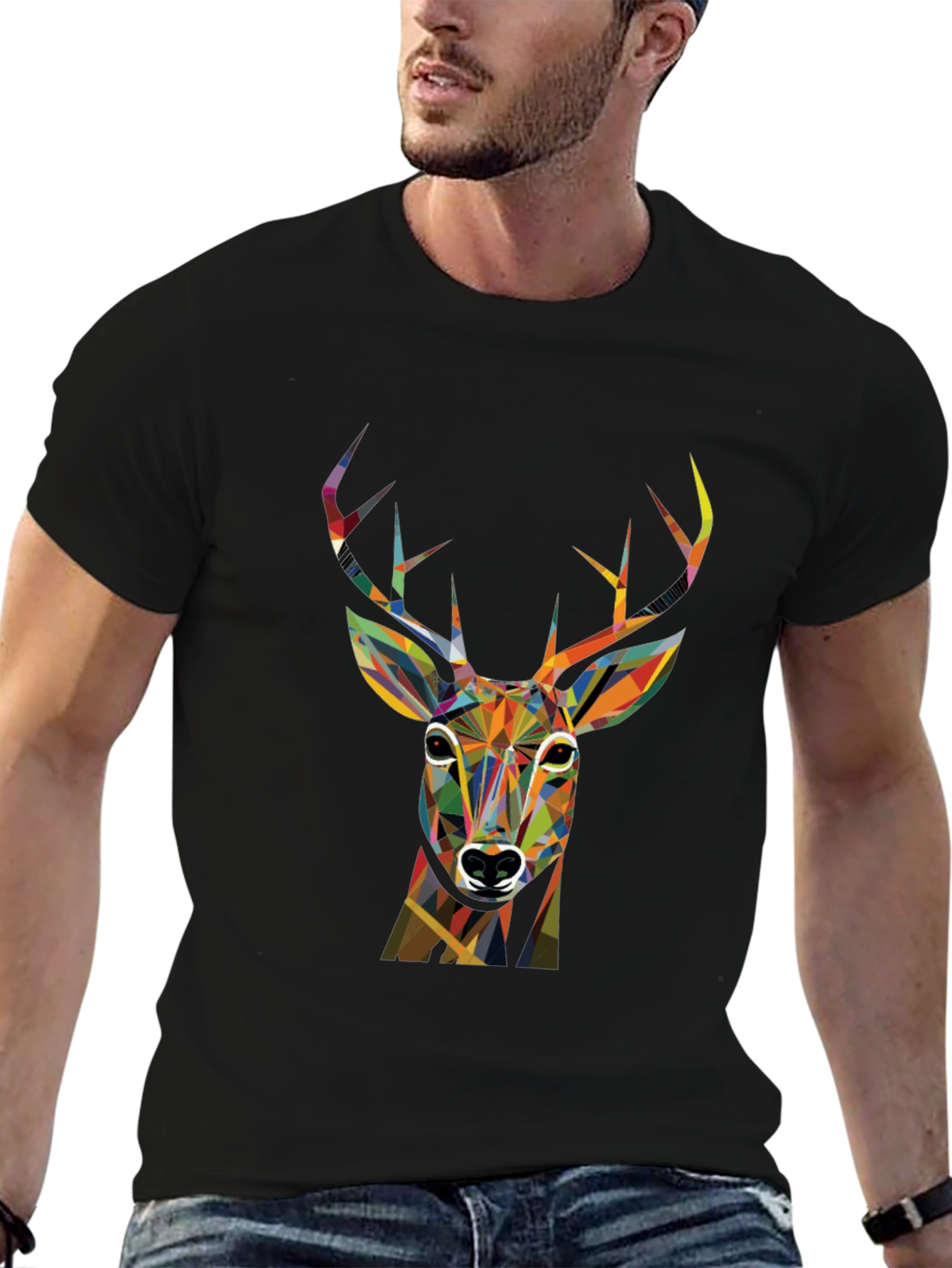 Geometric Deer Graphic T-Shirt