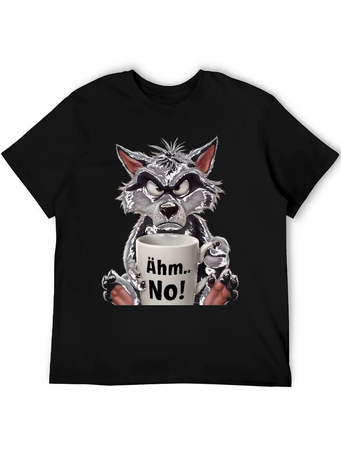 Ähm.. No! Wolf Graphic T-Shirt Funny Animal Tee