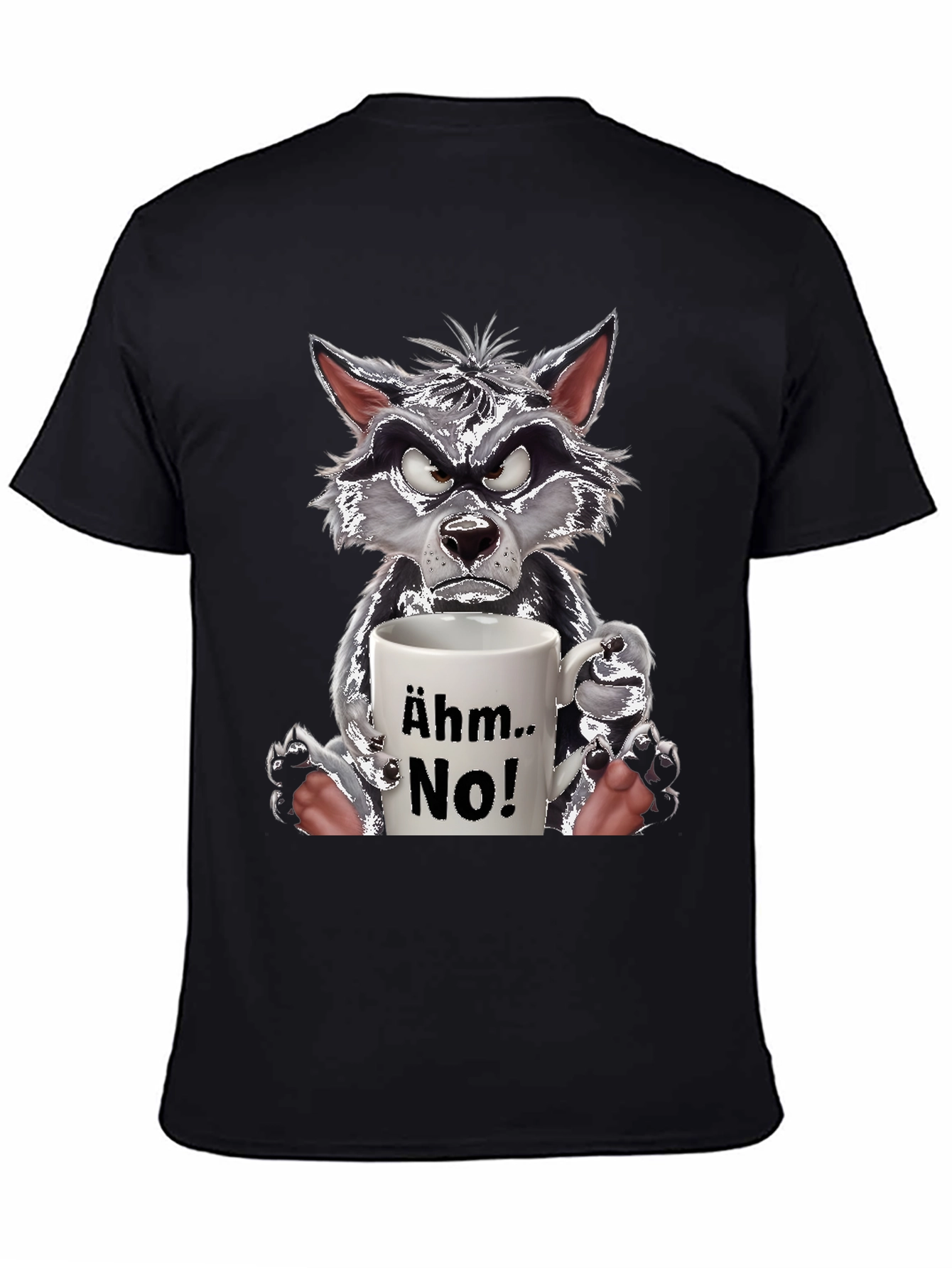 Ähm.. No! Wolf Graphic T-Shirt Funny Animal Tee