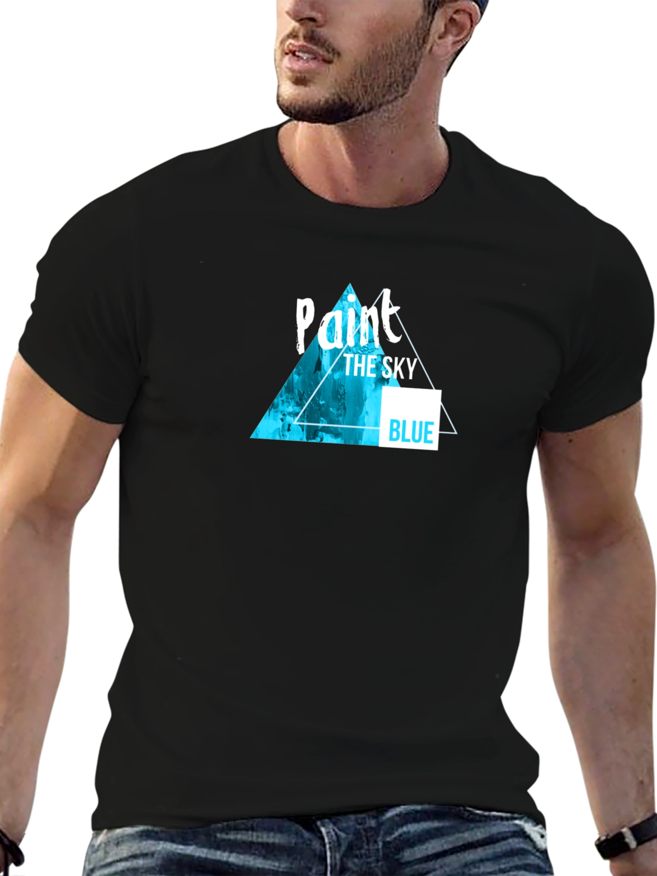 Paint The Sky Blue Graphic Tee - Modern Design