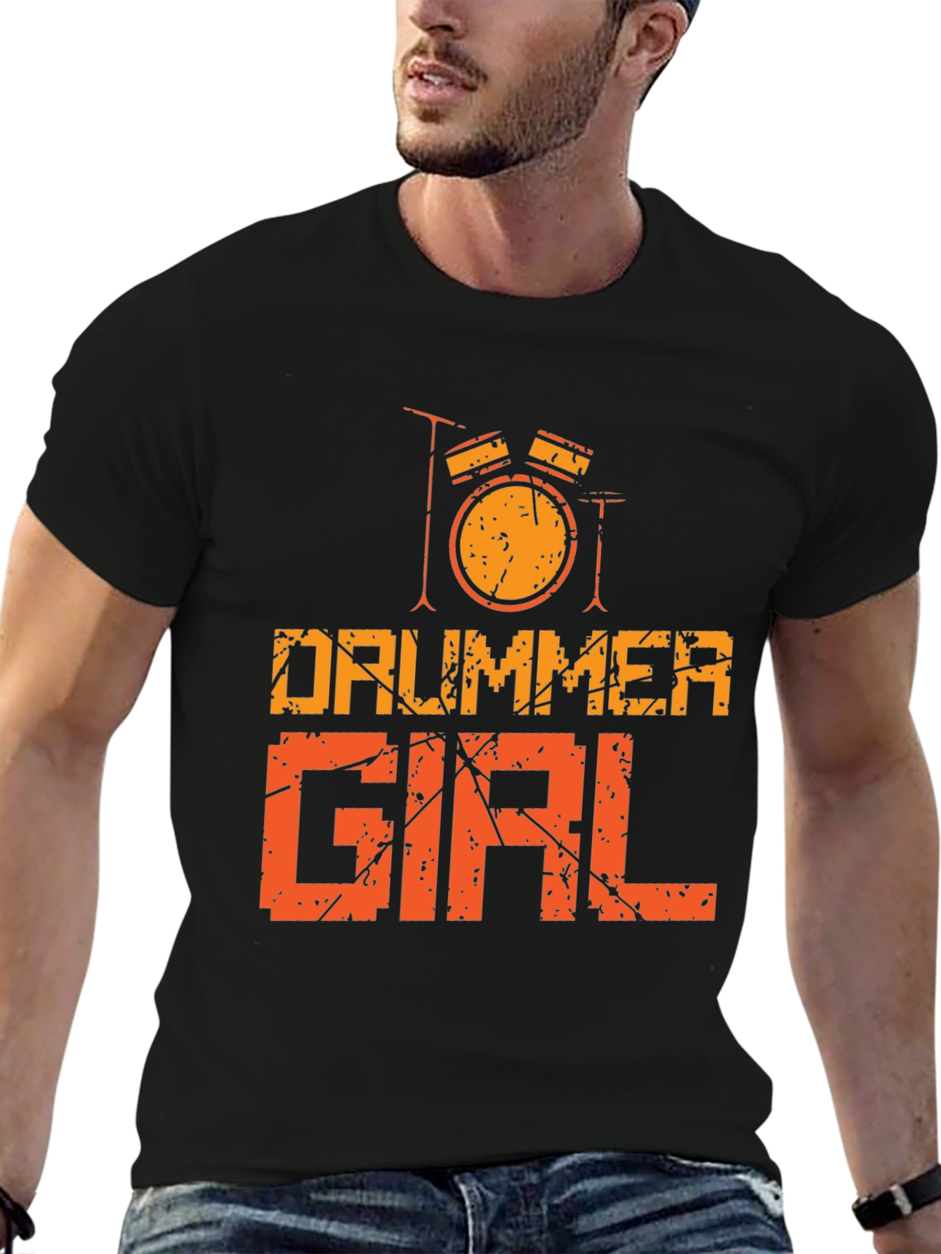 Drummer Girl Graphic Tee - Music Lovers T-Shirt