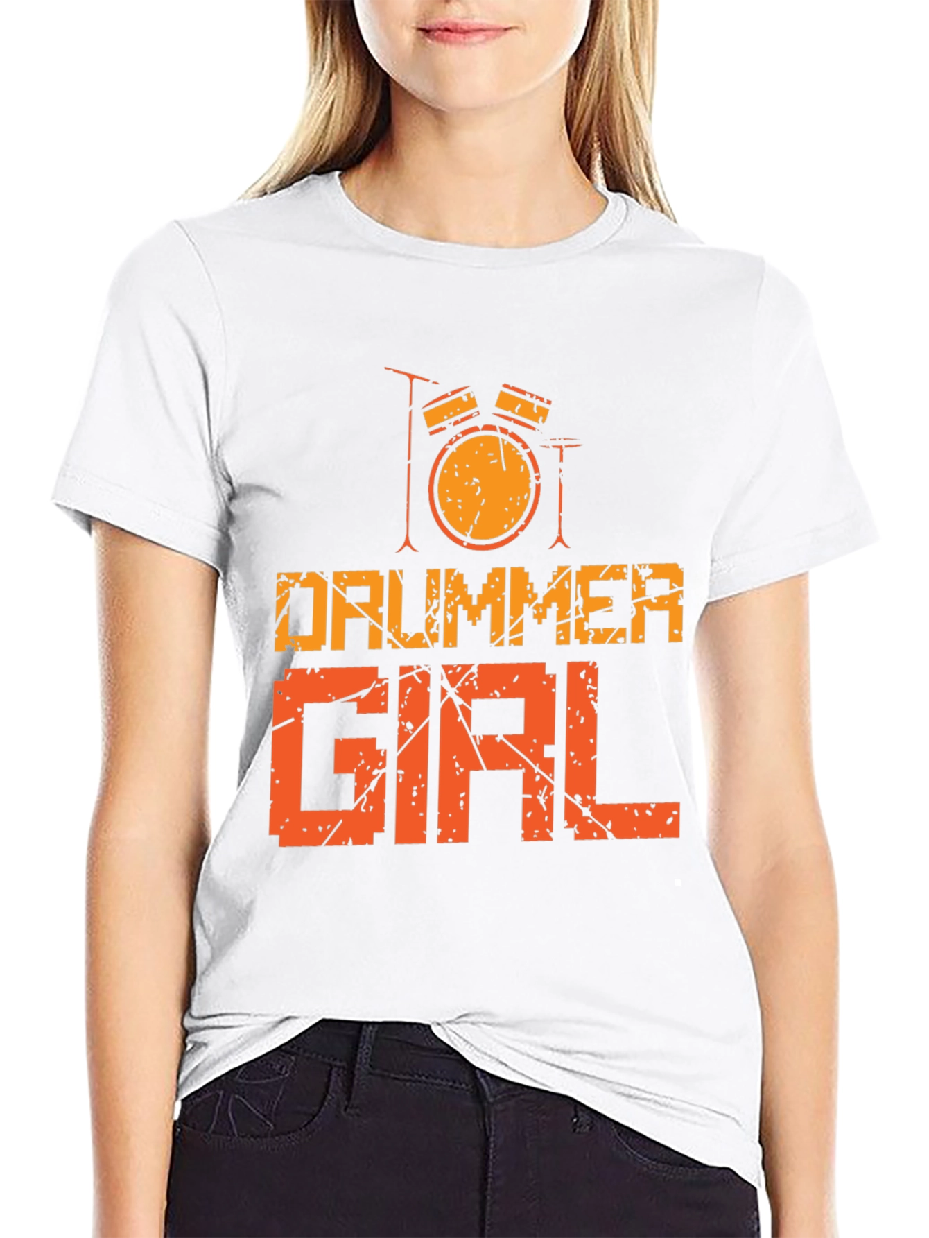Drummer Girl Graphic Tee - Music Lovers T-Shirt