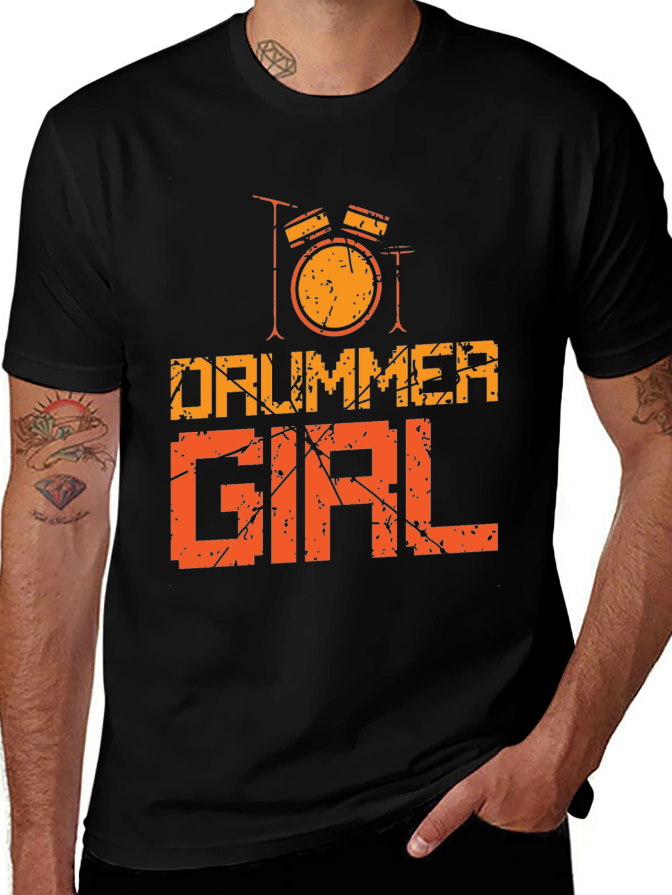 Drummer Girl Graphic Tee - Music Lovers T-Shirt