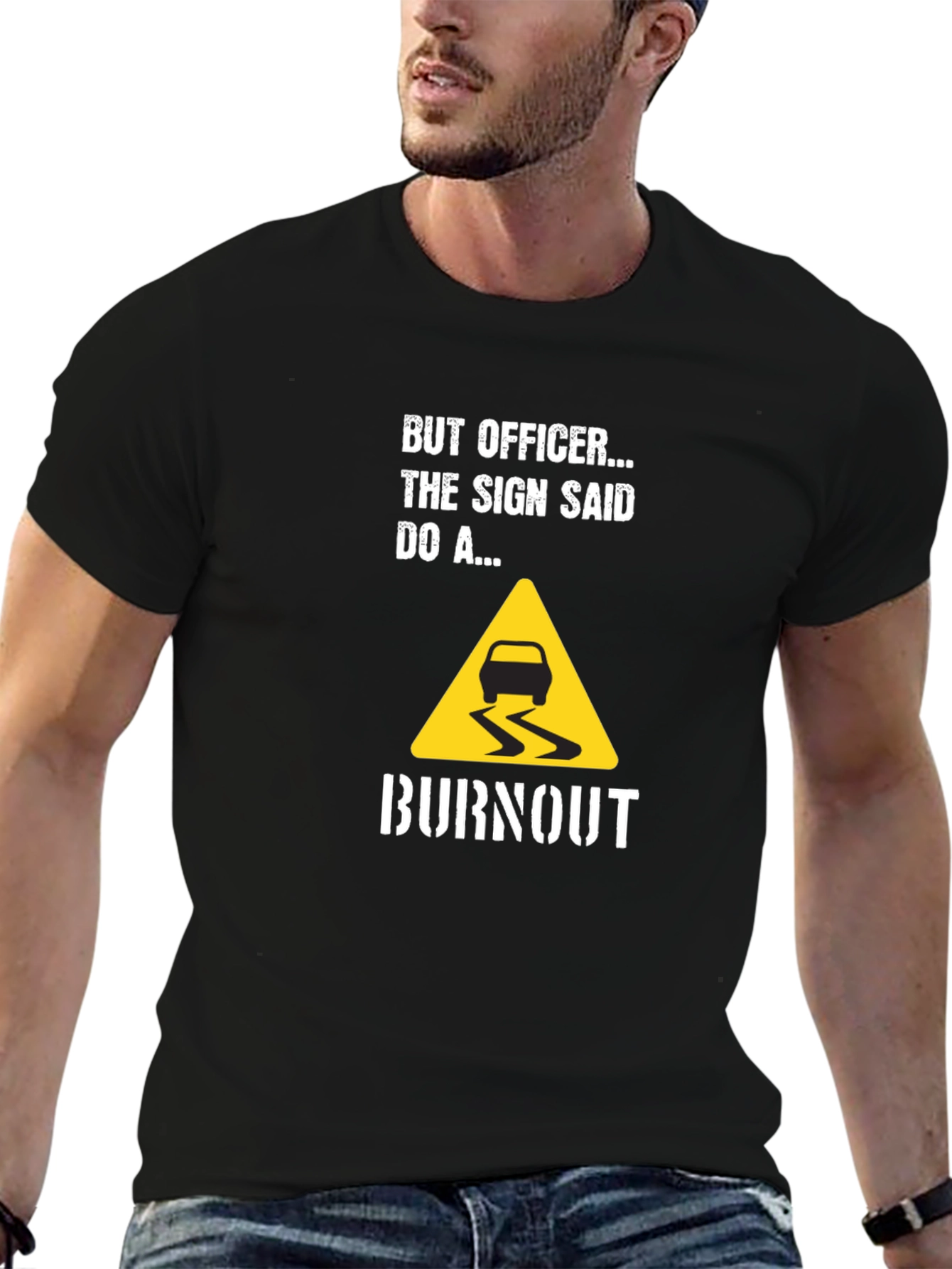 But Officer Burnout Graphic Tee - Mens Black T-Shirt