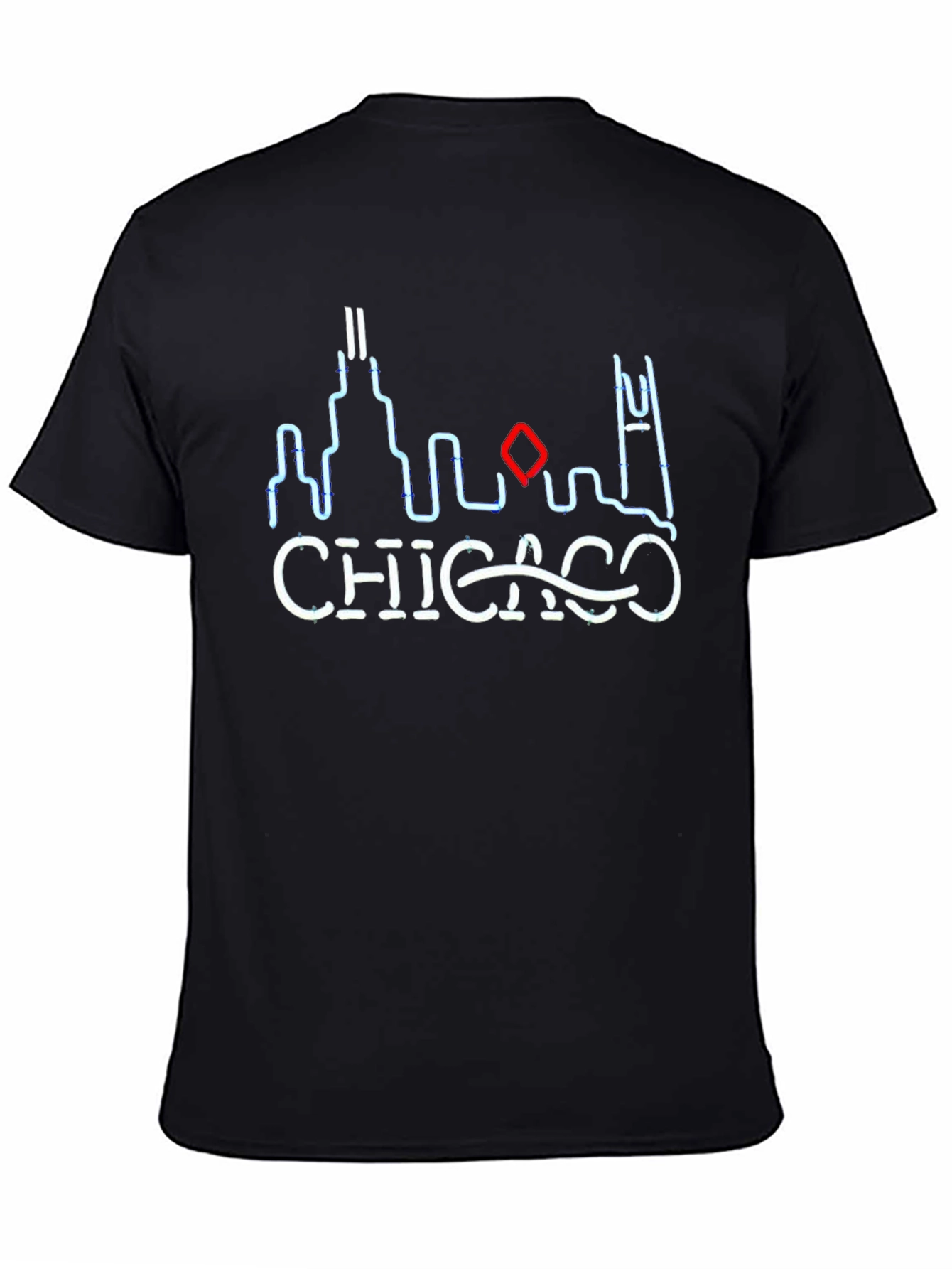 Chicago Skyline Neon Graphic Tee - Black