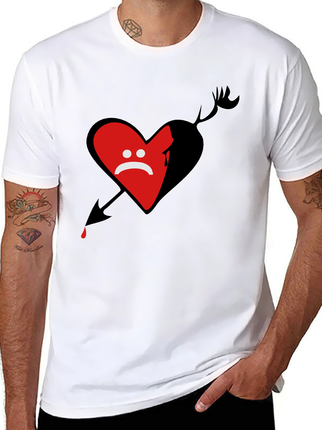 Sad Heart Arrow T-Shirt - Dark Graphic Tee