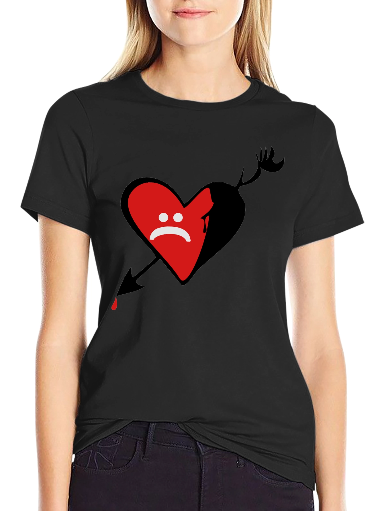 Sad Heart Arrow T-Shirt - Dark Graphic Tee