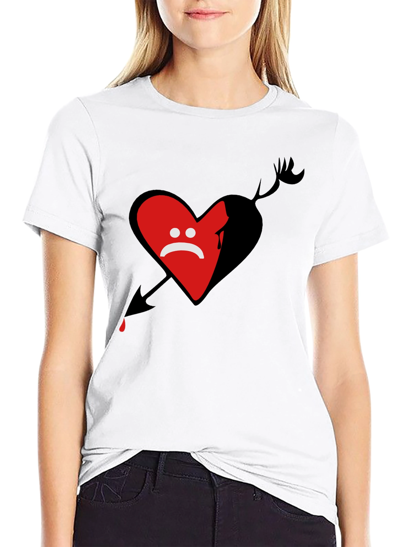 Sad Heart Arrow T-Shirt - Dark Graphic Tee