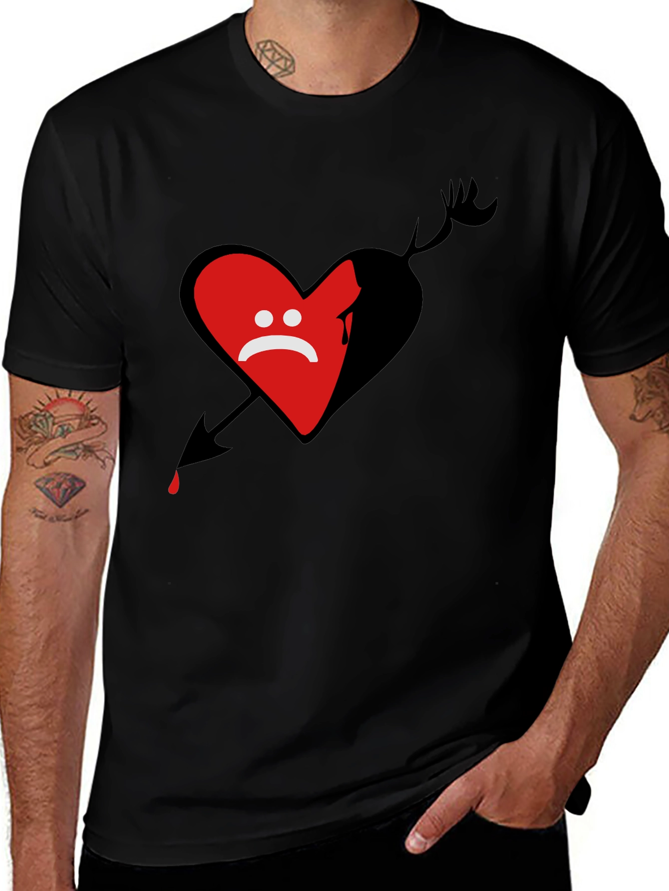 Sad Heart Arrow T-Shirt - Dark Graphic Tee