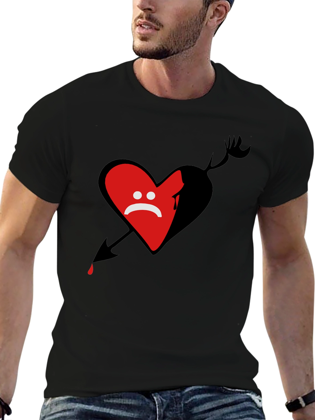 Sad Heart Arrow T-Shirt - Dark Graphic Tee