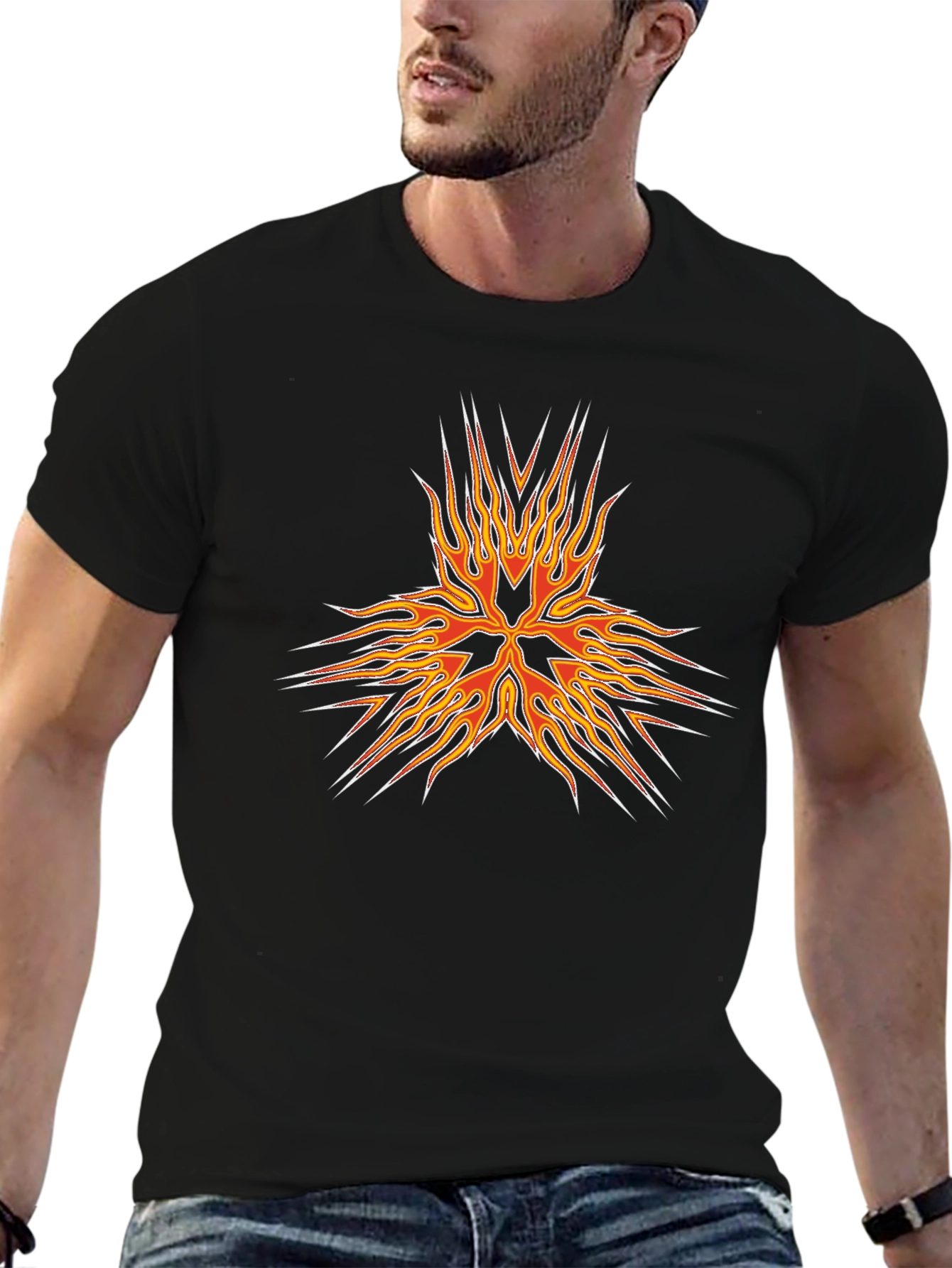 Fiery Flame Graphic T-Shirt - Black