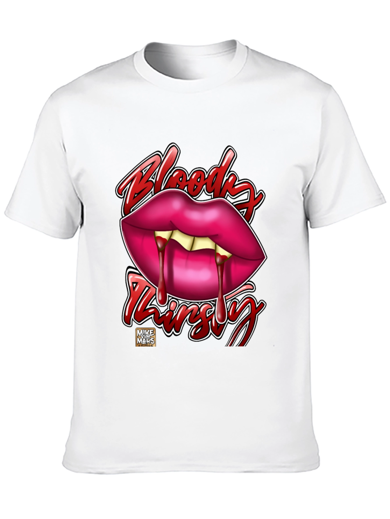 Bloody Thirsty Vampire Lips Graphic Tee - Black