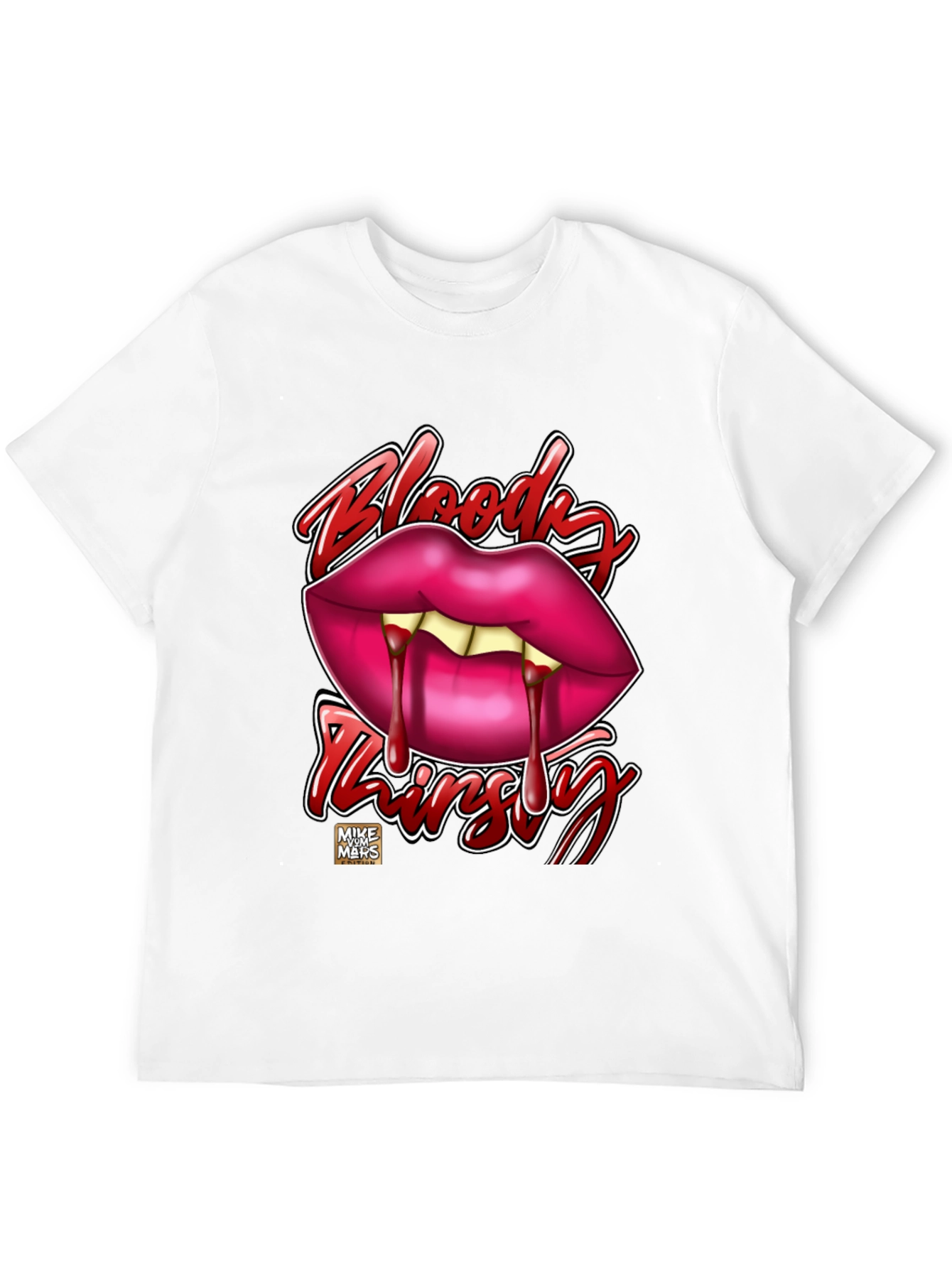 Bloody Thirsty Vampire Lips Graphic Tee - Black