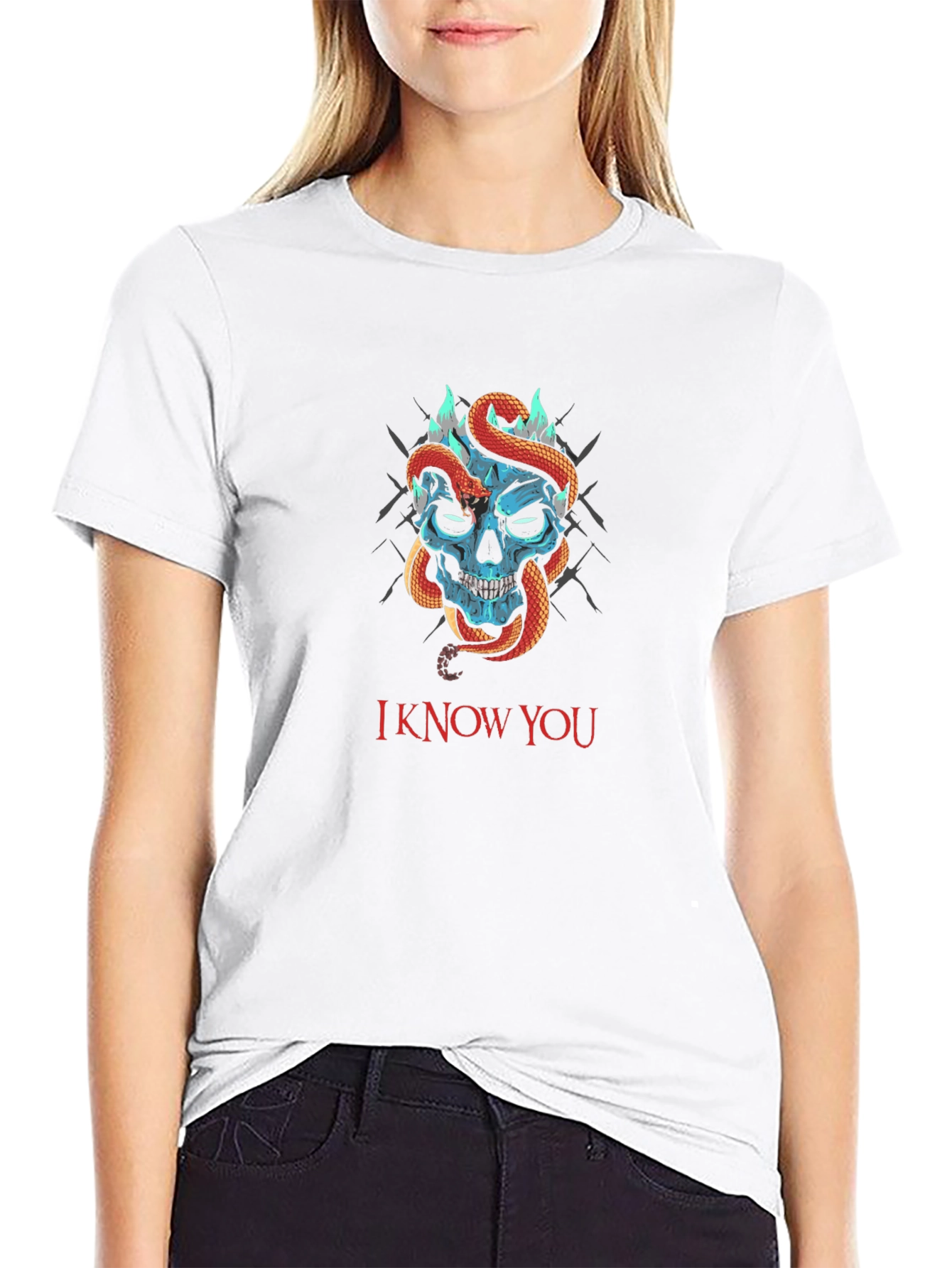 Skull and Snake Graphic Tee - I Know You