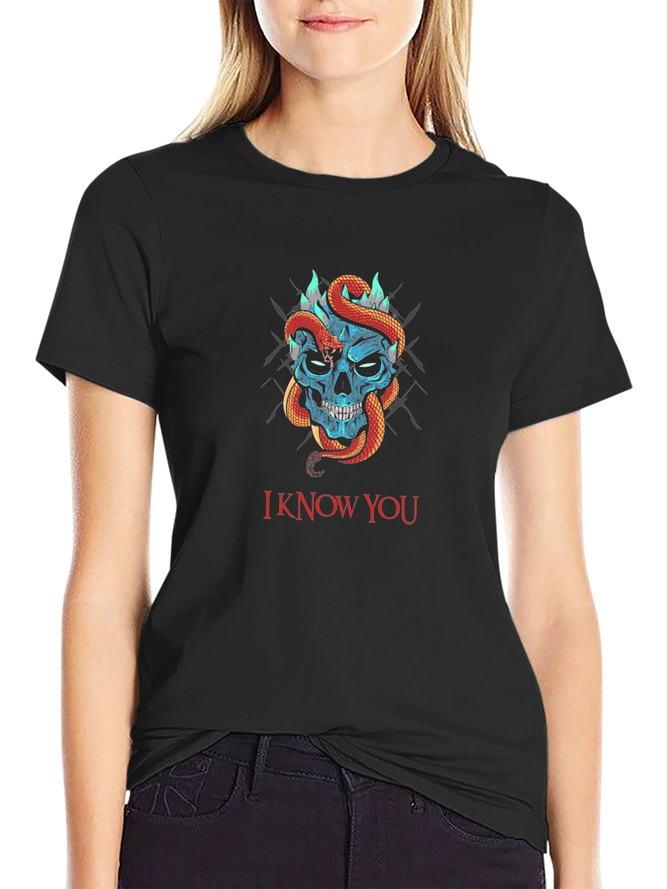 Skull and Snake Graphic Tee - I Know You