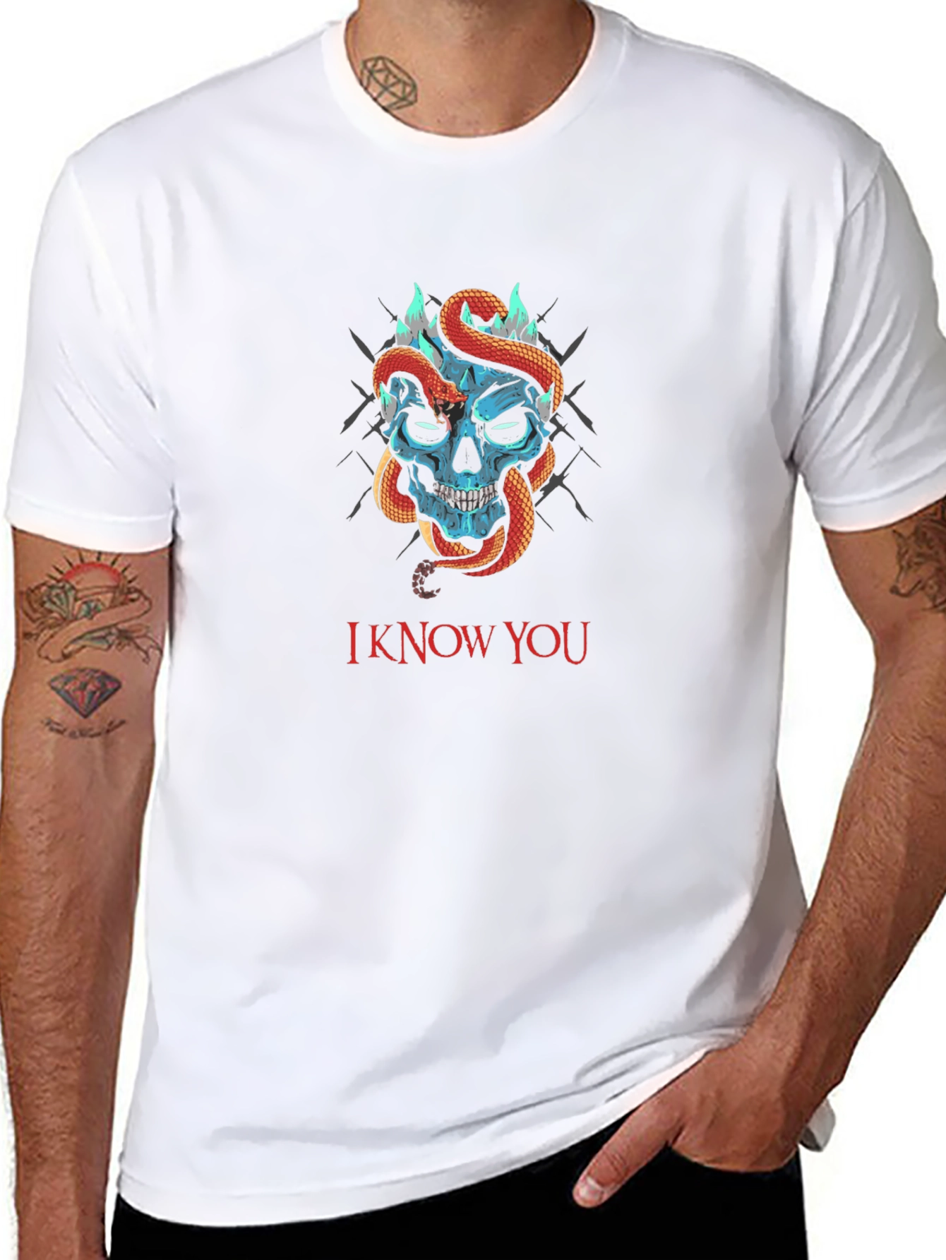 Skull and Snake Graphic Tee - I Know You