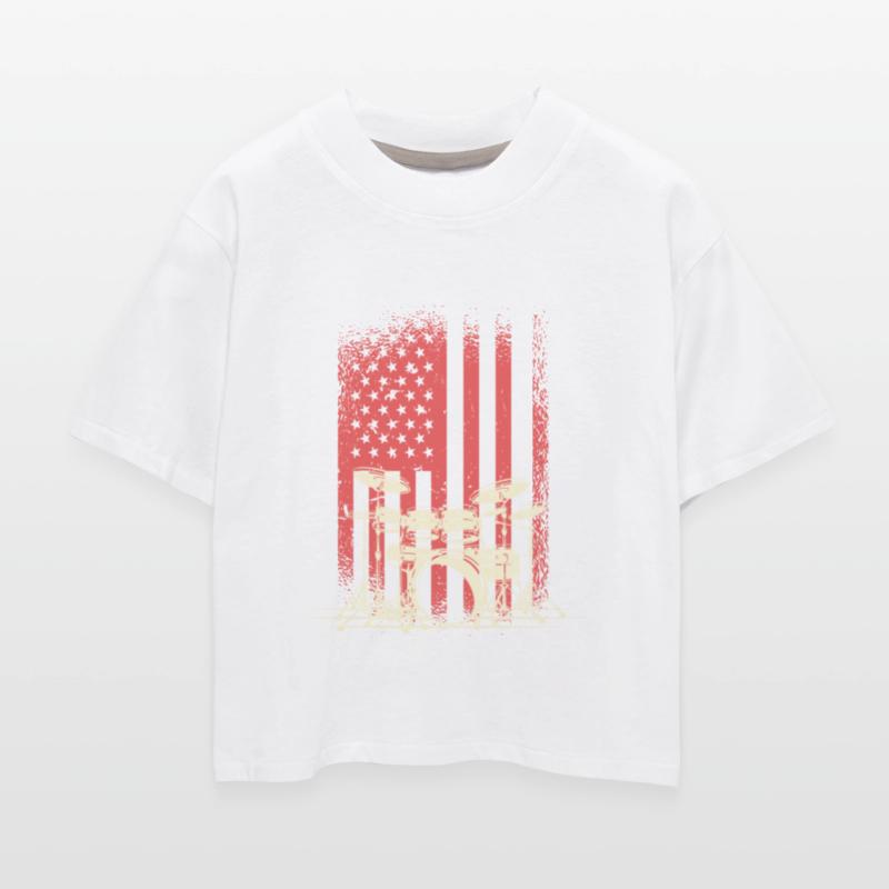 Vintage Drum Kit and American Flag Fusion