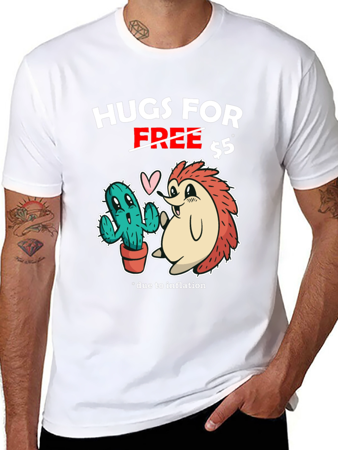 Hugs For Free $5 Funny Graphic T-Shirt