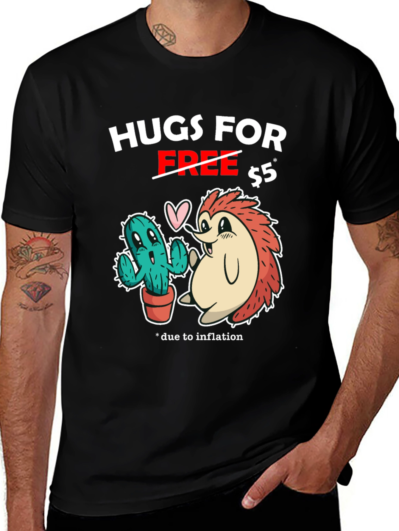 Hugs For Free $5 Funny Graphic T-Shirt