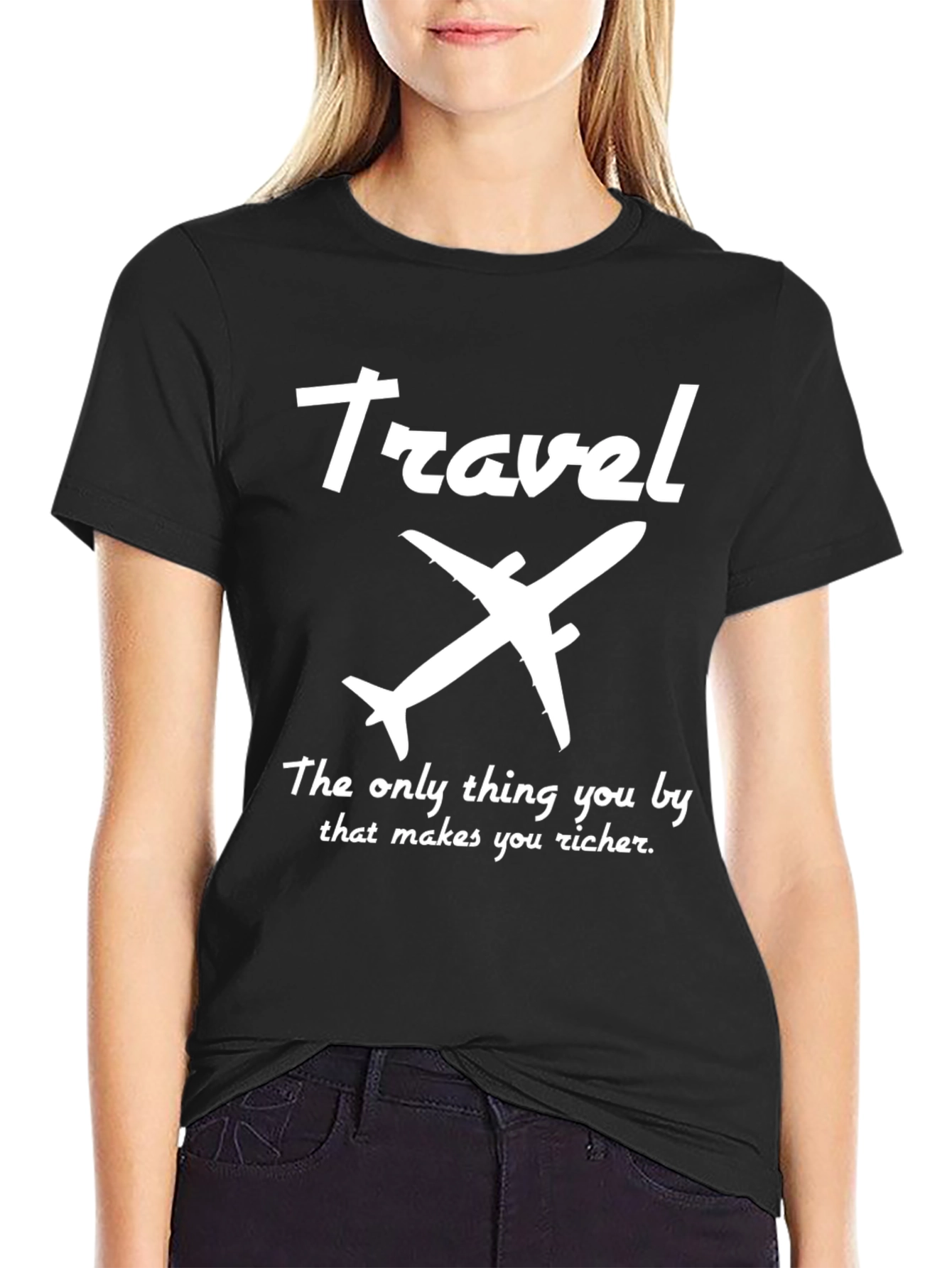 Travel Airplane Graphic T-Shirt - Makes You Richer Tee