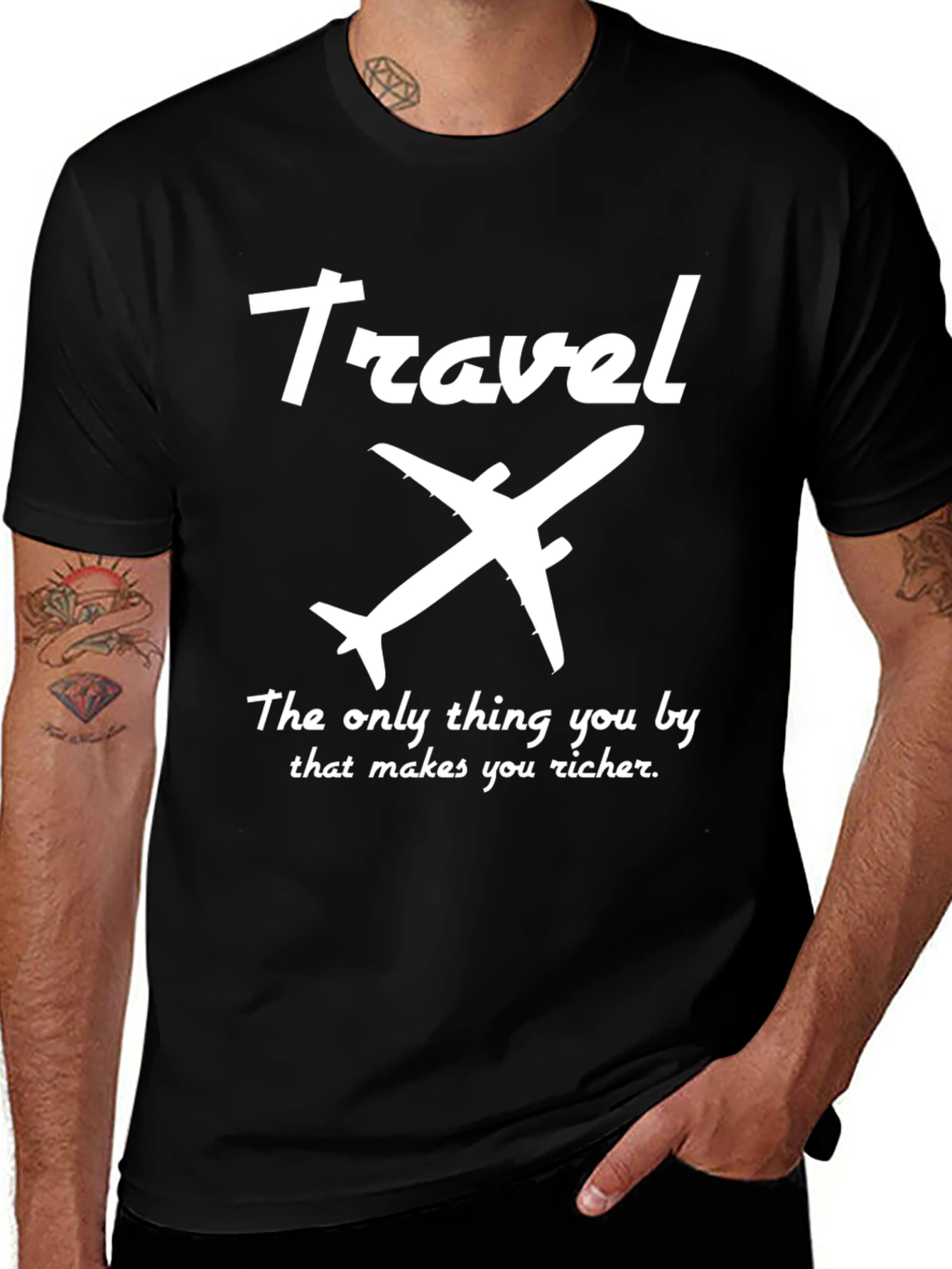 Travel Airplane Graphic T-Shirt - Makes You Richer Tee