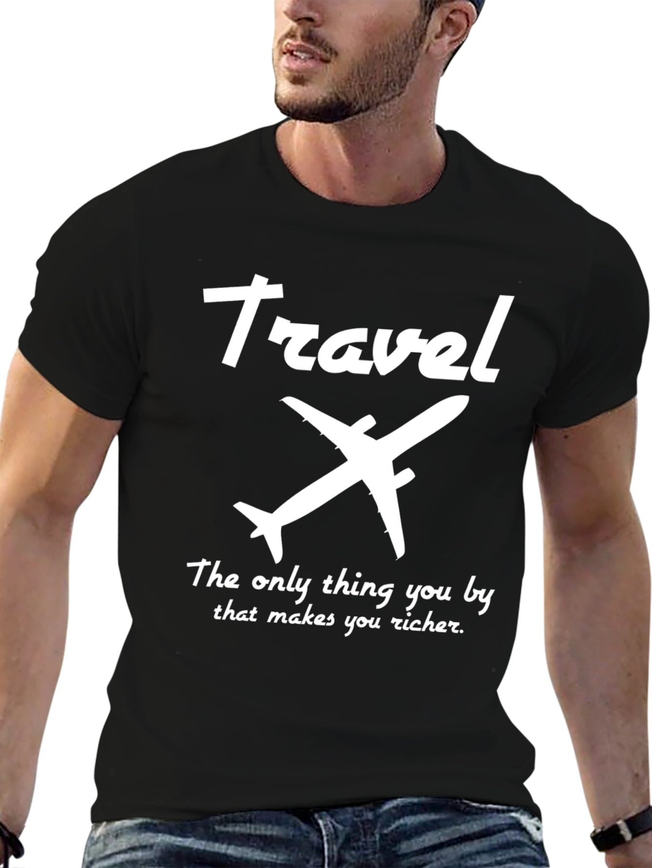 Travel Airplane Graphic T-Shirt - Makes You Richer Tee