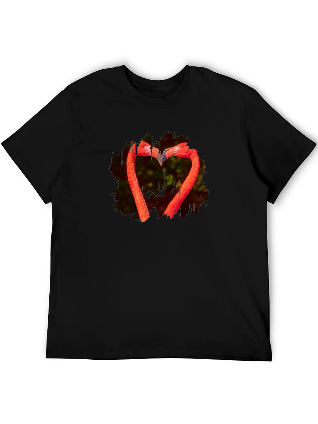 Flamingo Heart Black T-Shirt - Unique Design