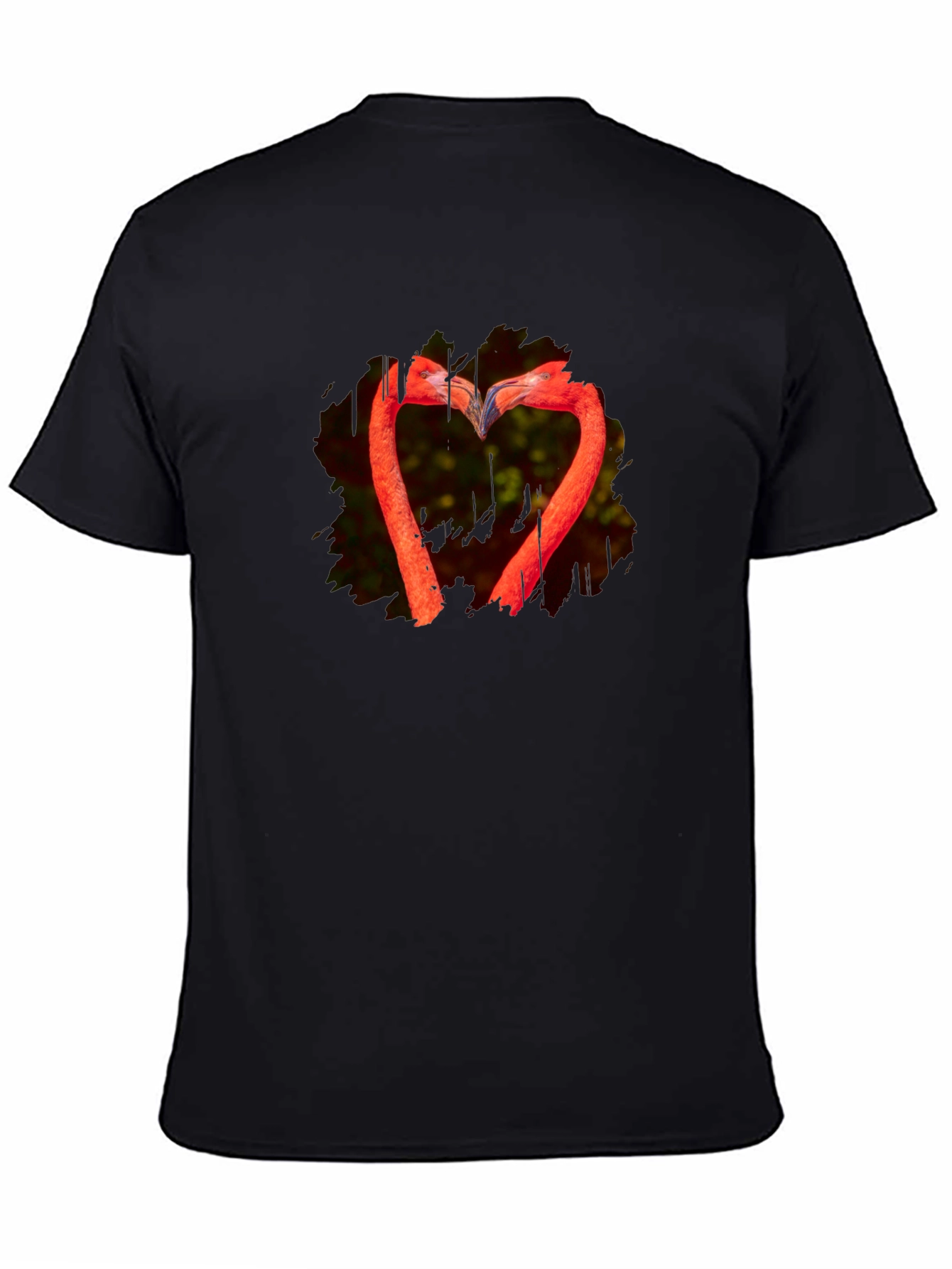 Flamingo Heart Black T-Shirt - Unique Design