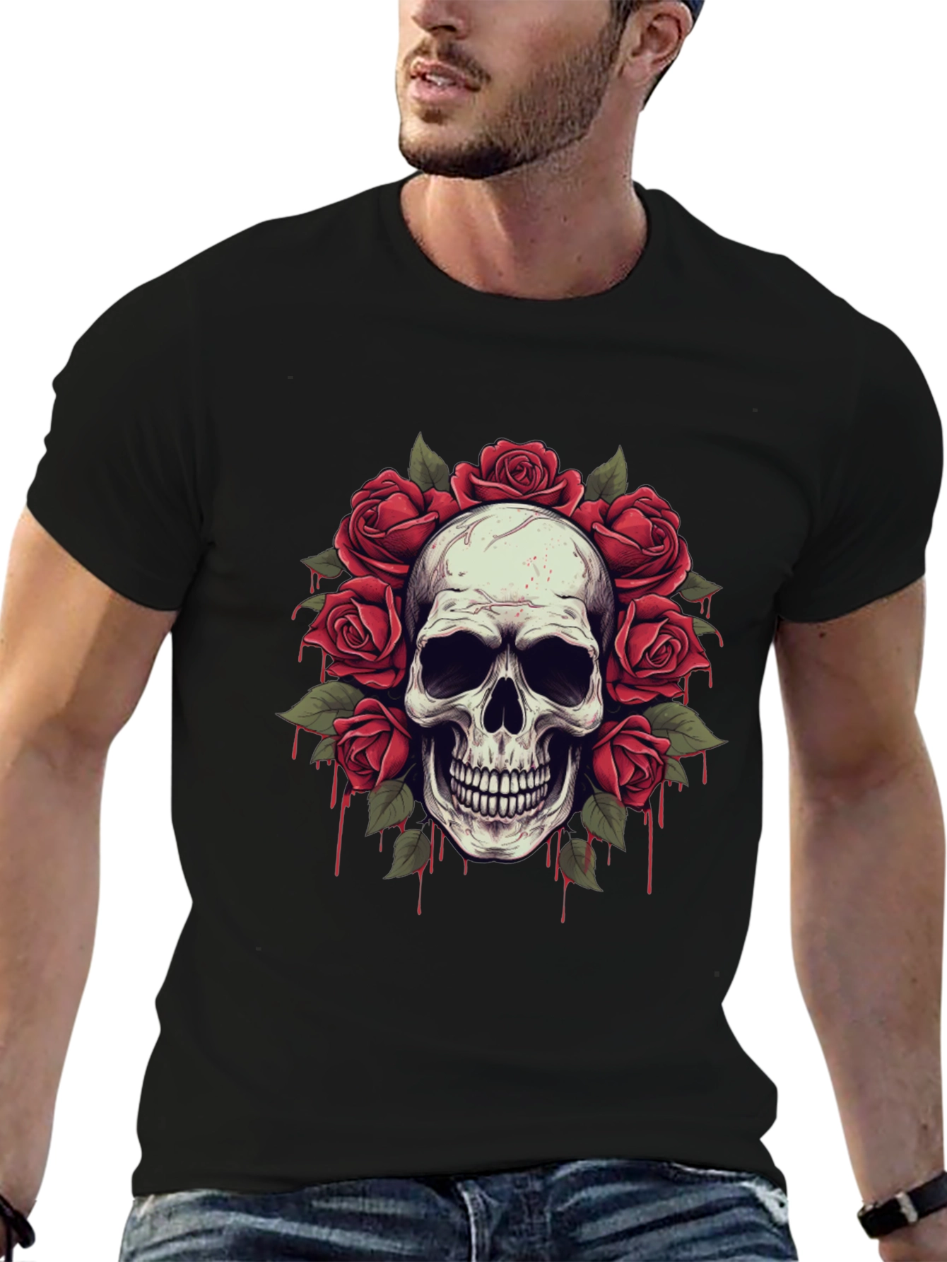 Skull & Roses Graphic Tee - Edgy Streetwear