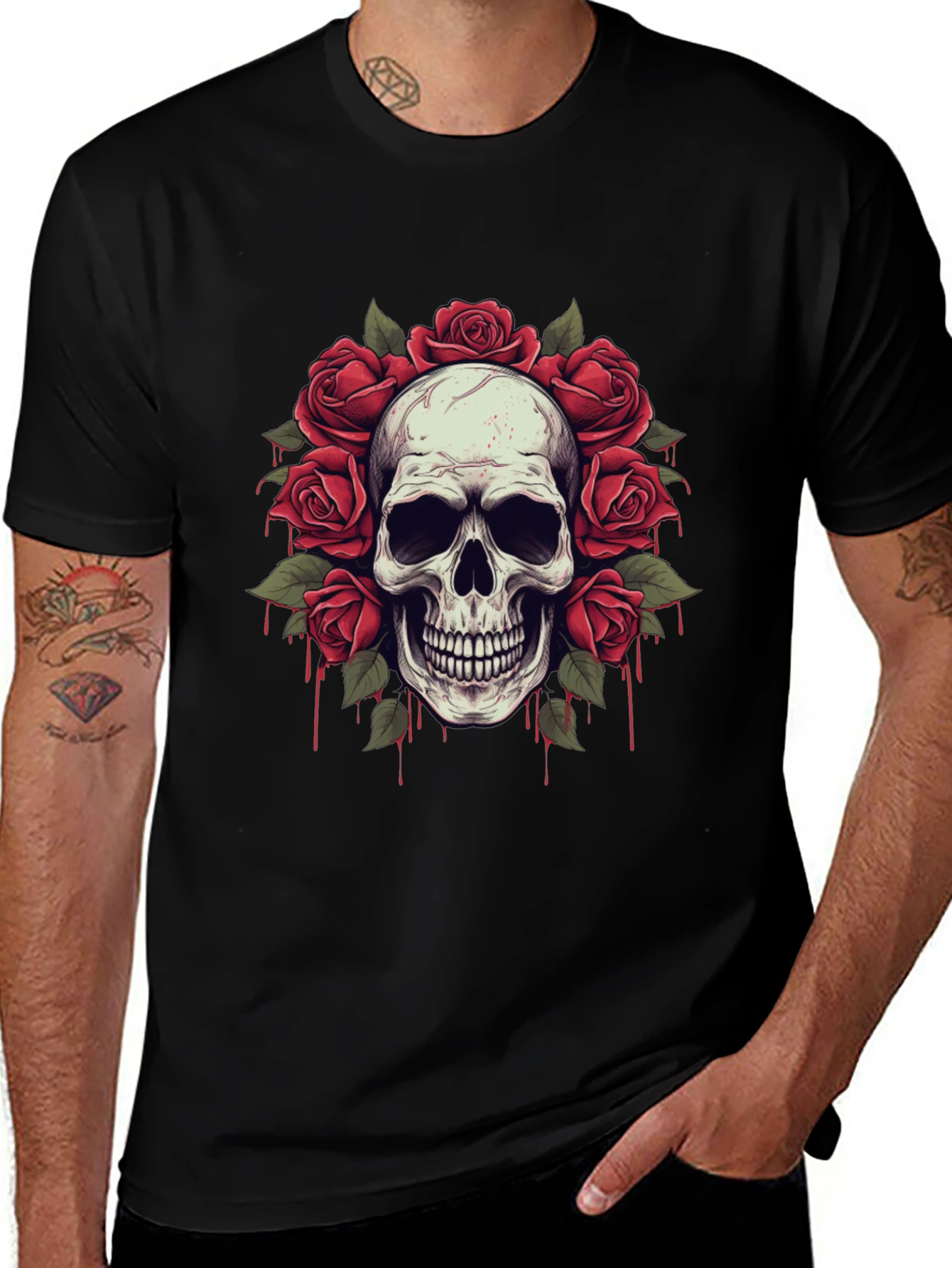 Skull & Roses Graphic Tee - Edgy Streetwear