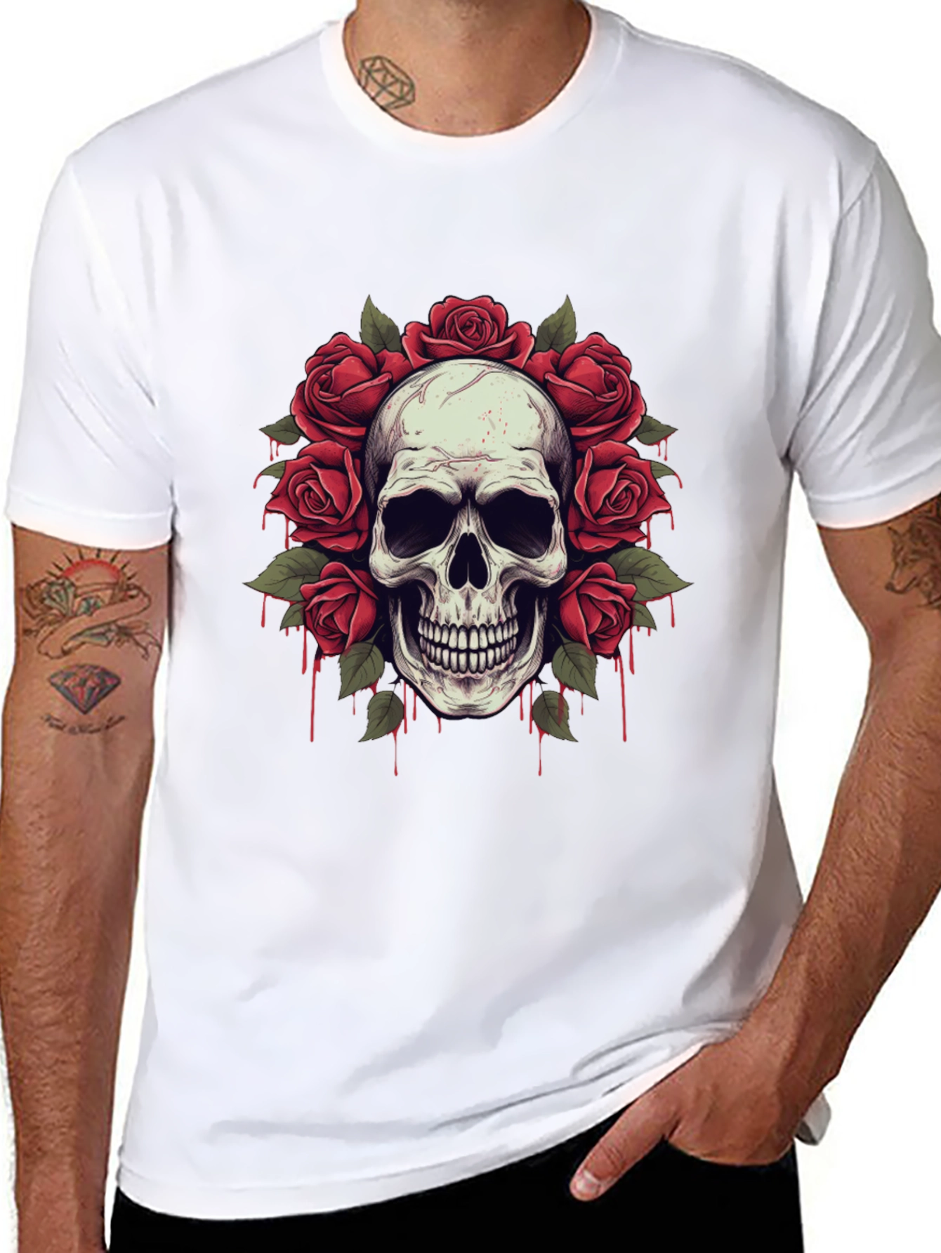Skull & Roses Graphic Tee - Edgy Streetwear
