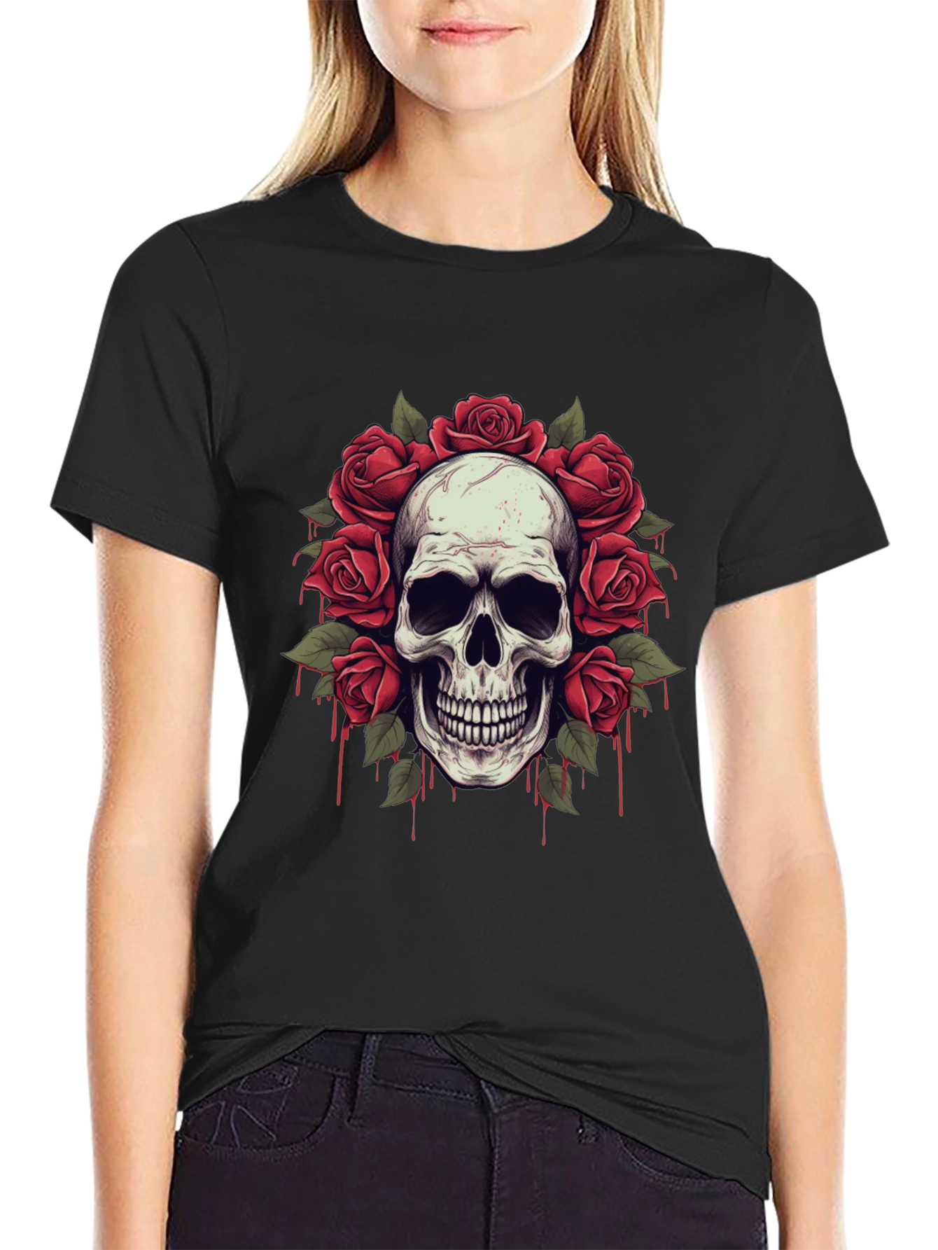 Skull & Roses Graphic Tee - Edgy Streetwear