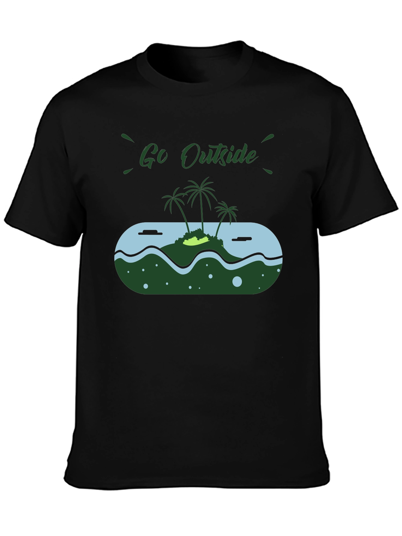 Go Outside Island Graphic Black T-Shirt