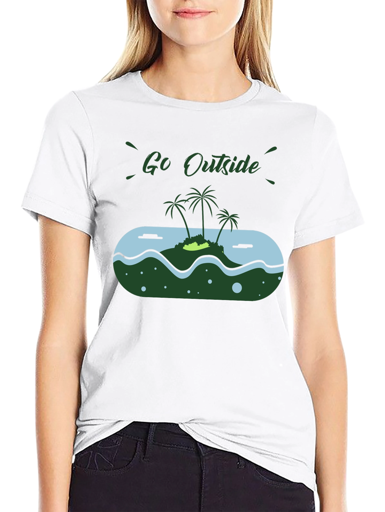 Go Outside Island Graphic Black T-Shirt