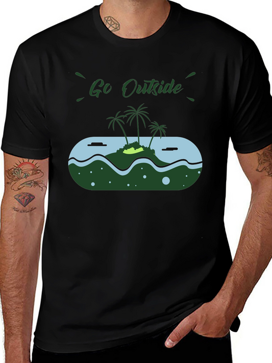 Go Outside Island Graphic Black T-Shirt