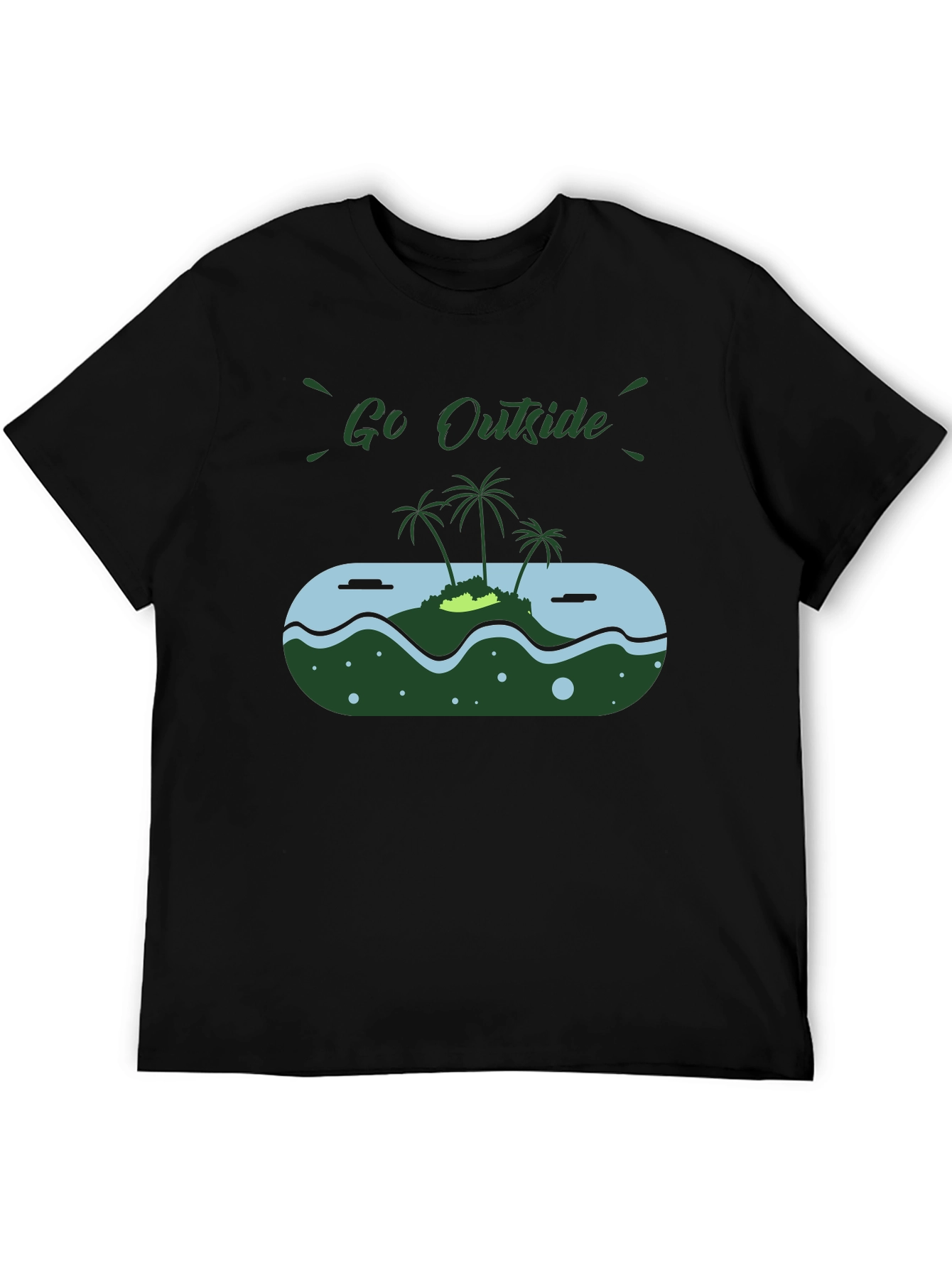 Go Outside Island Graphic Black T-Shirt