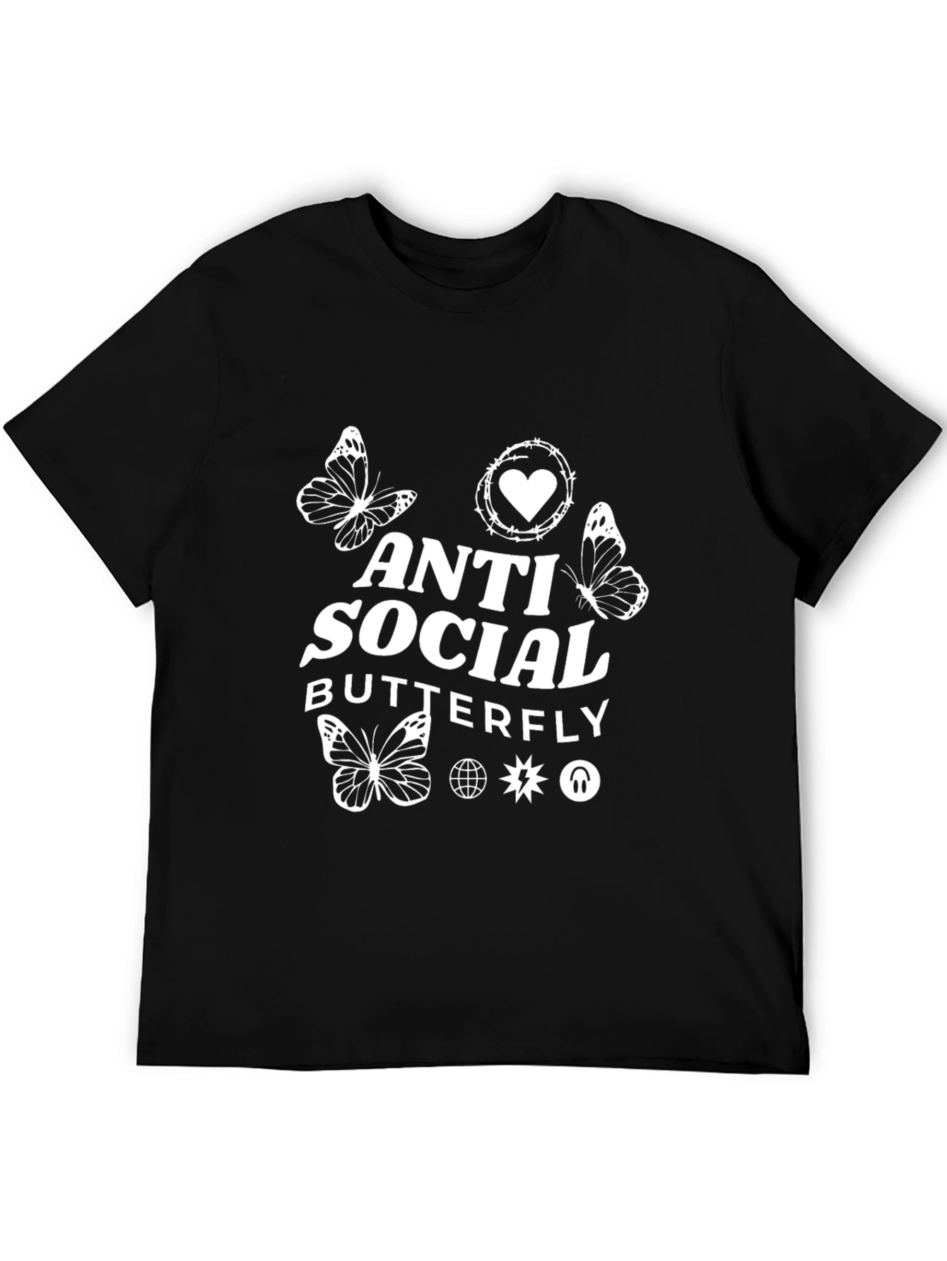 Anti Social Butterfly Graphic T-Shirt