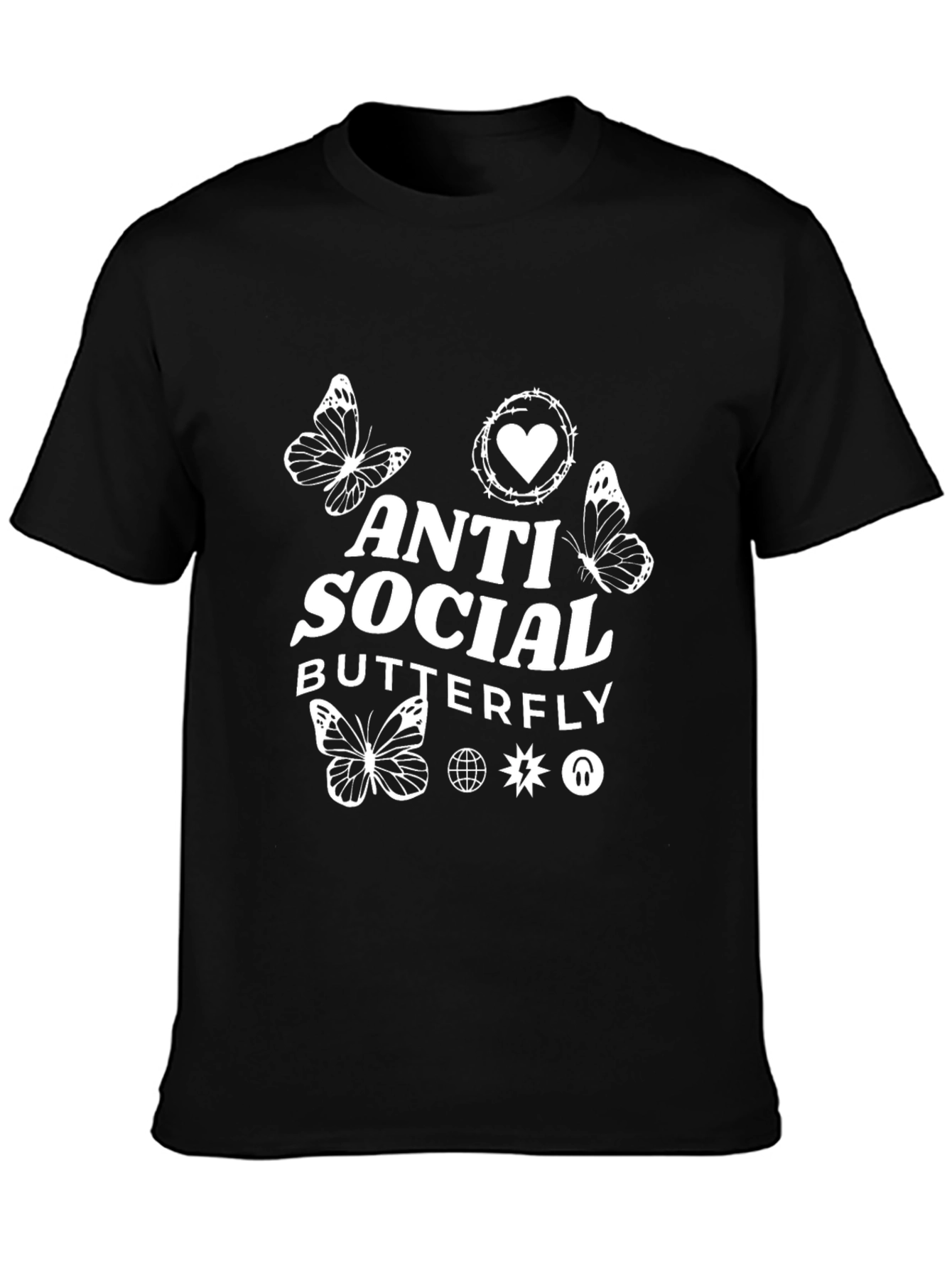 Anti Social Butterfly Graphic T-Shirt