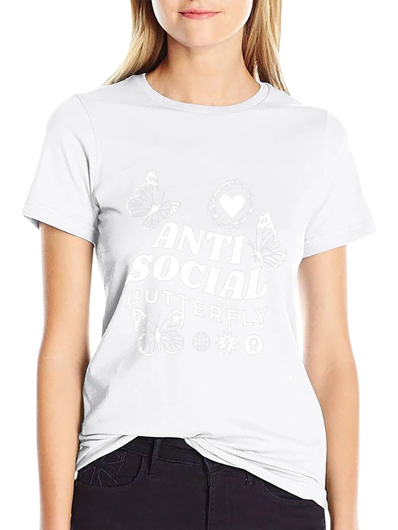 Anti Social Butterfly Graphic T-Shirt