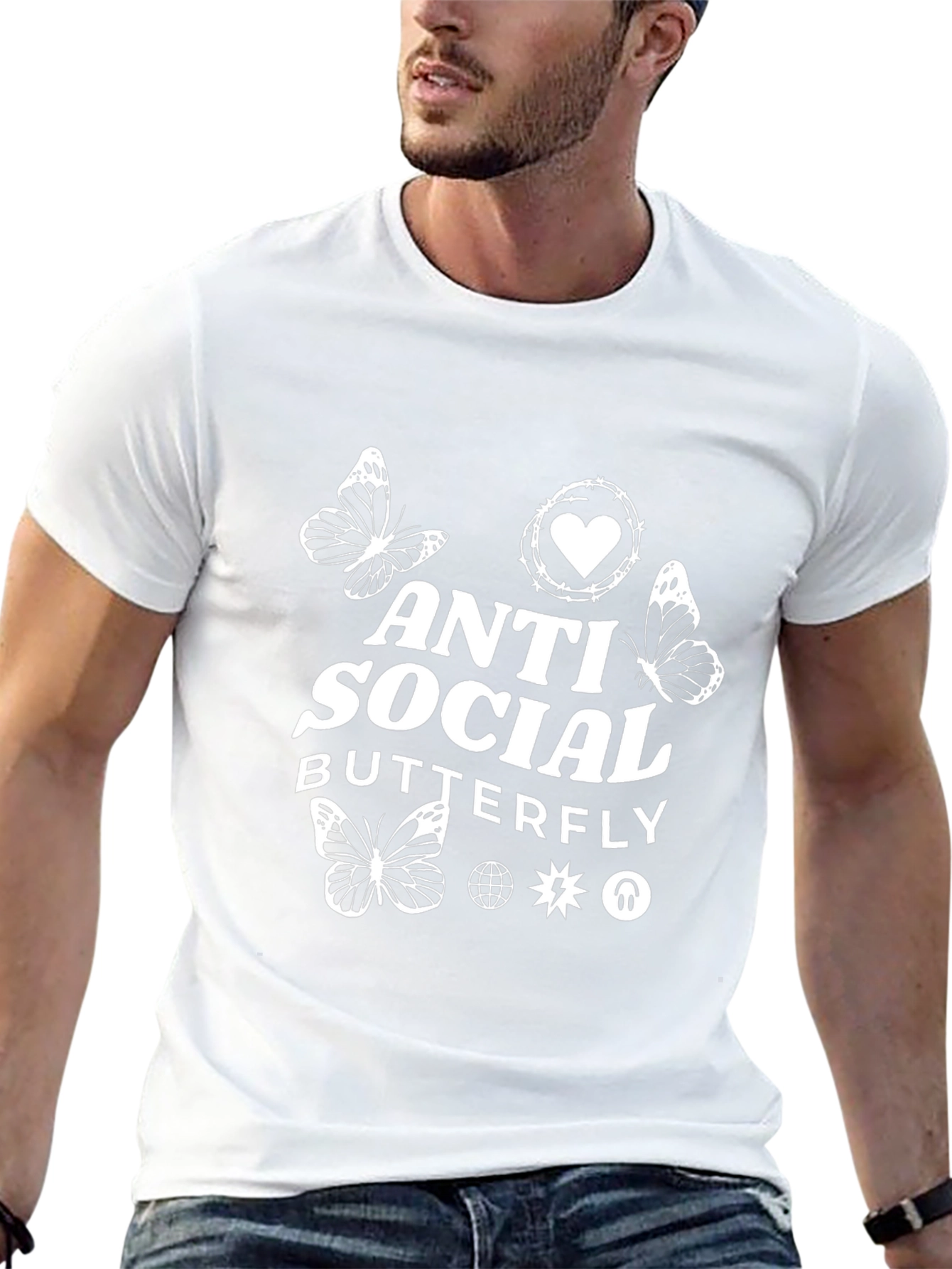 Anti Social Butterfly Graphic T-Shirt