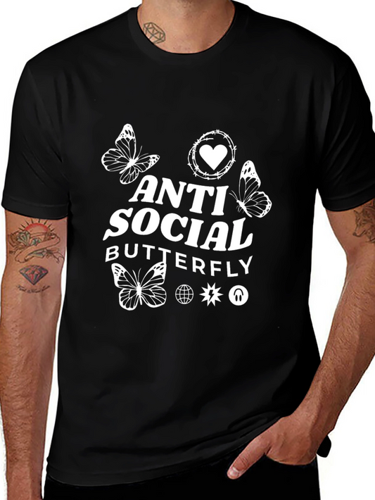 Anti Social Butterfly Graphic T-Shirt