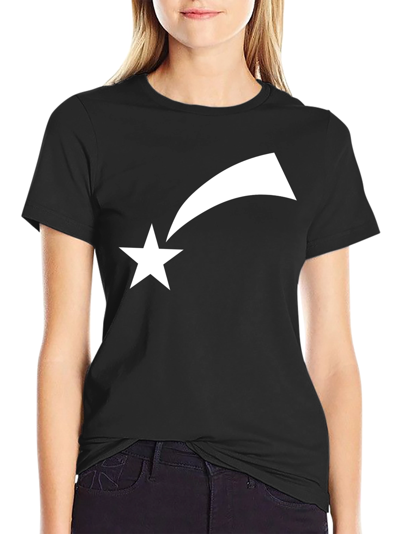 Shooting Star Graphic Tee - Black Cotton