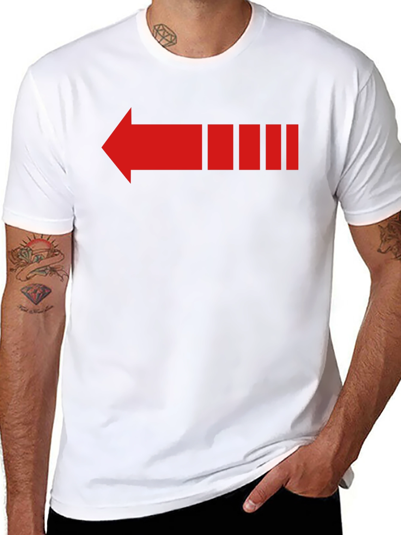 Retro Red Arrow Graphic Tee - Black
