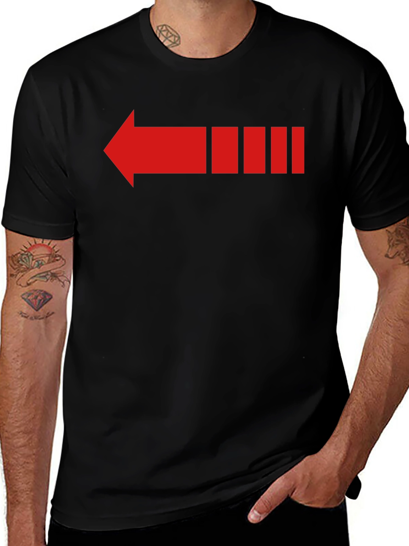 Retro Red Arrow Graphic Tee - Black