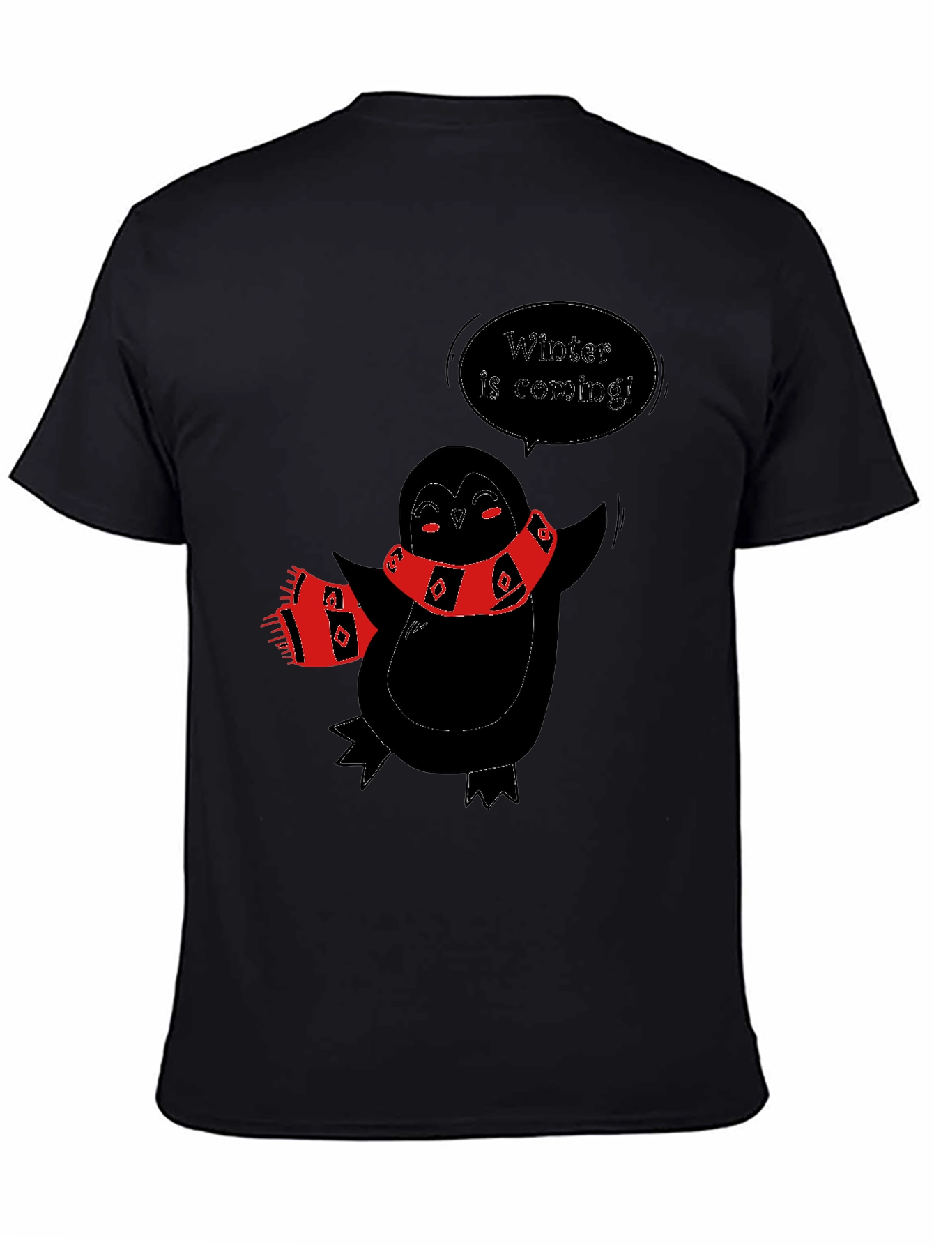 Winter Penguin Graphic Tee - Black