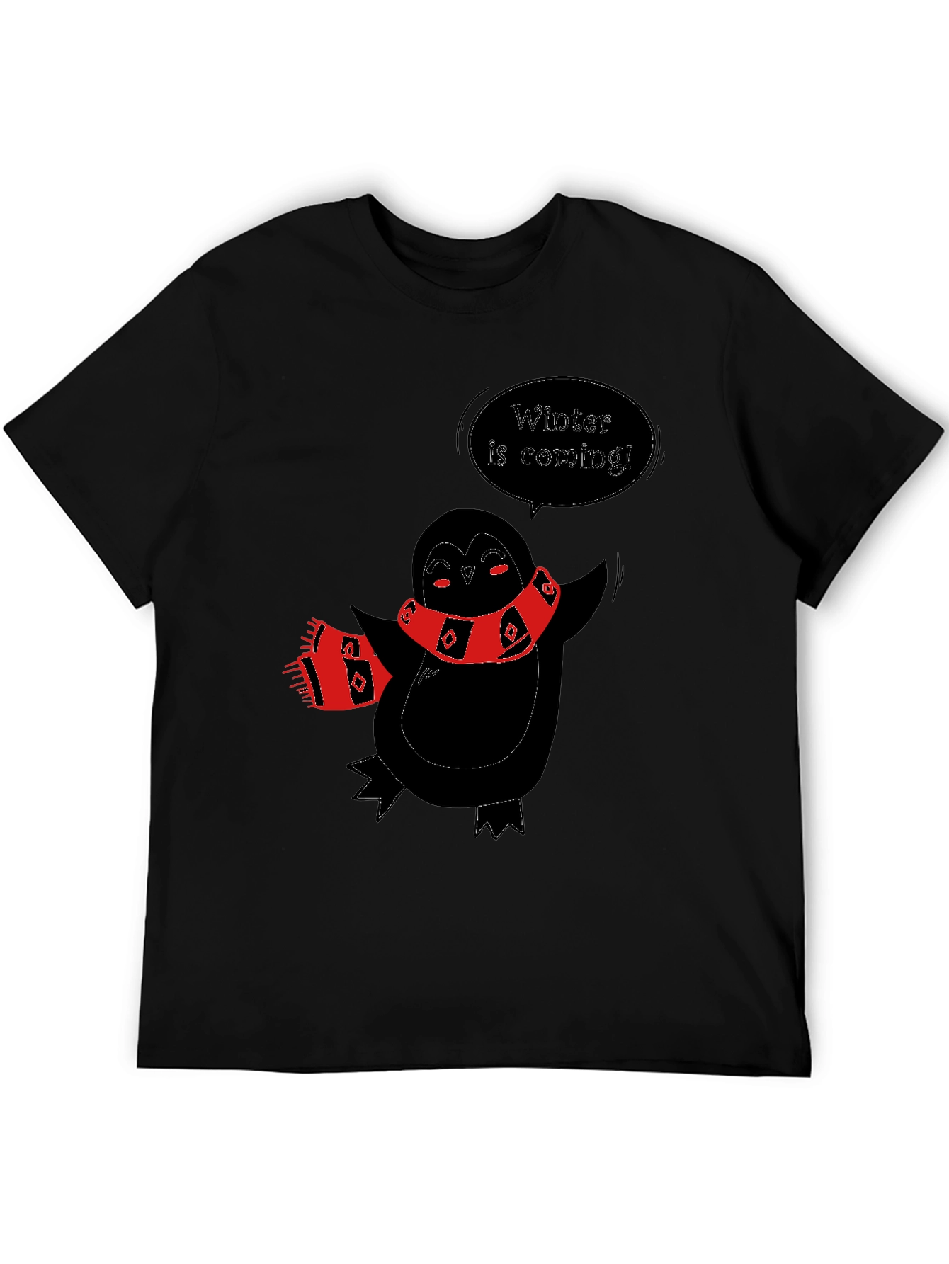Winter Penguin Graphic Tee - Black