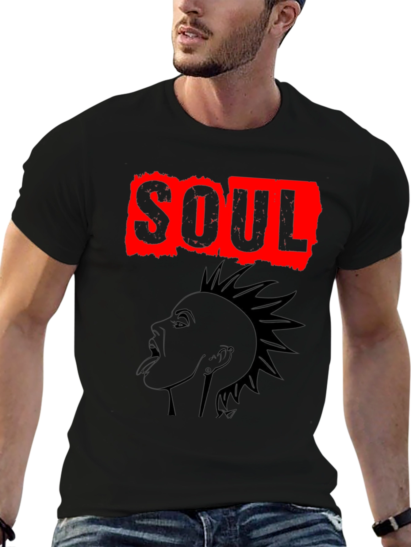 Soul Punk Graphic T-Shirt - Black Crew Neck Tee