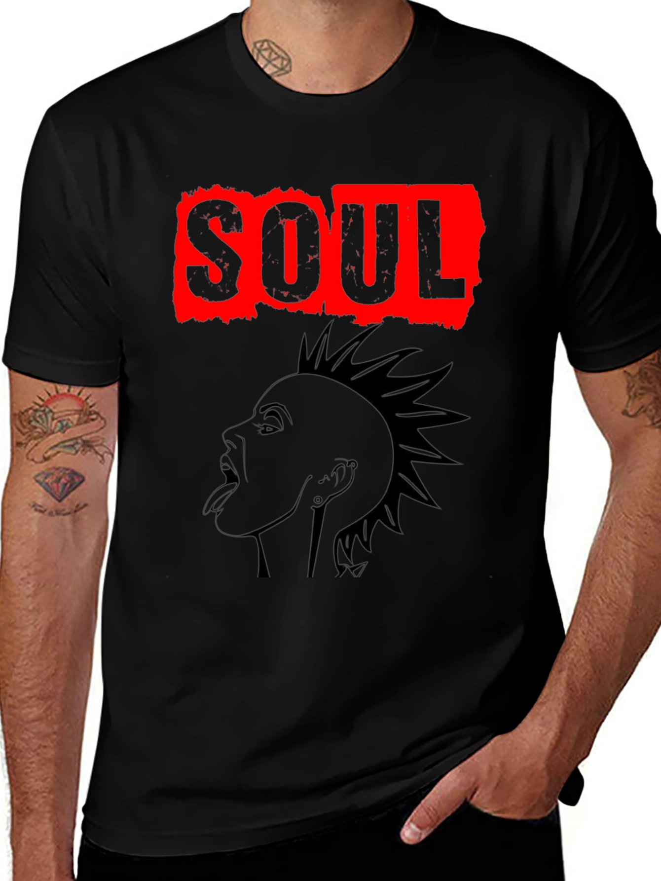 Soul Punk Graphic T-Shirt - Black Crew Neck Tee